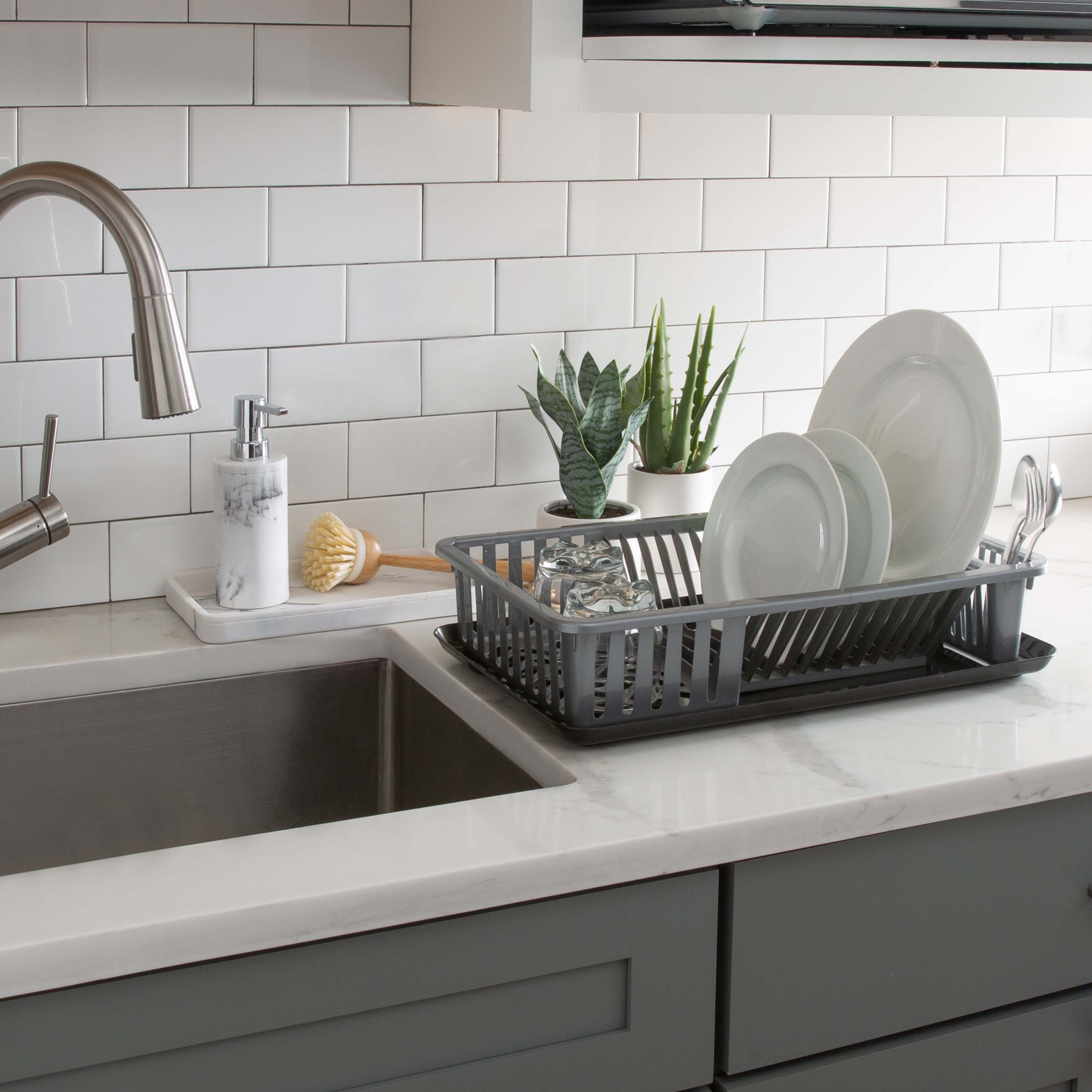 Kitchen Details Over the Sink Dish Rack in White 