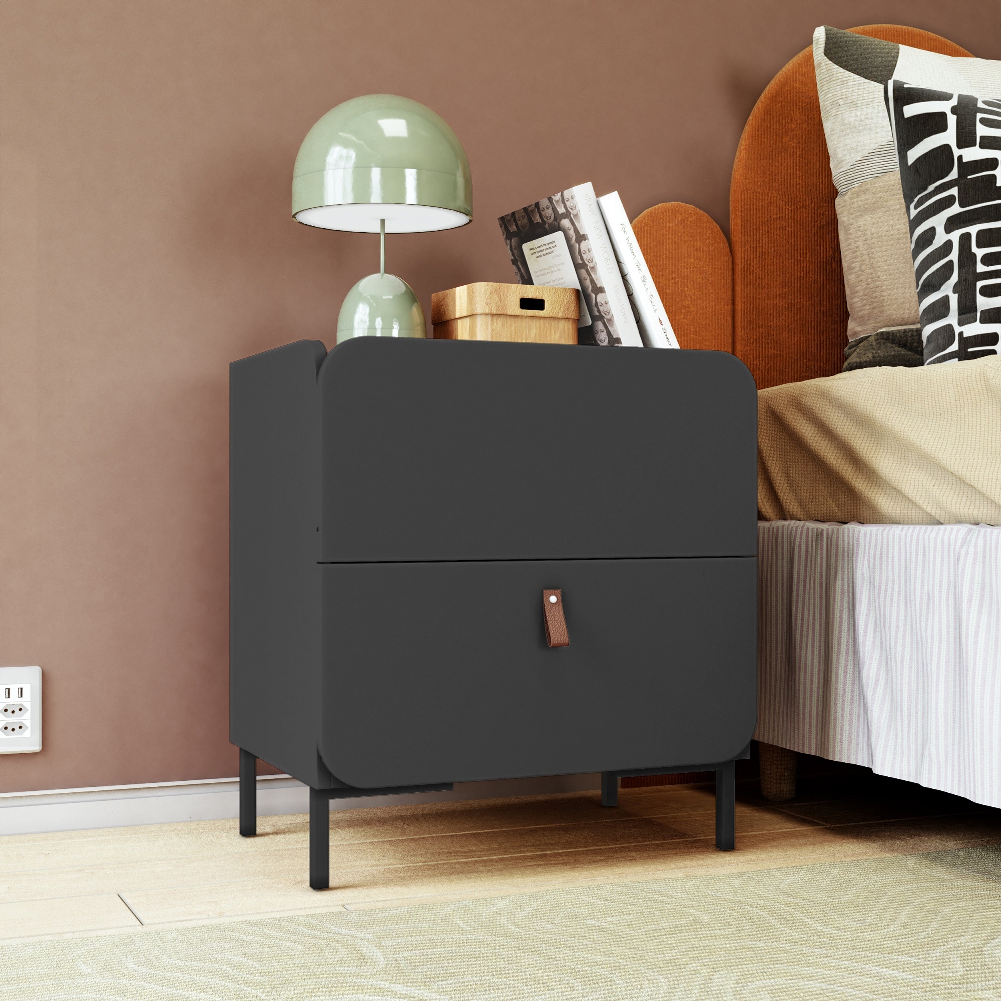 Manhattan Comfort NS-319AMC153 Black Nightstand