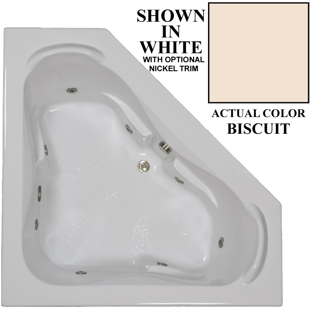 Designer 60-in x 60-in Biscuit Acrylic Corner Drop-In Whirlpool Tub (Reversible Drain) in White | - Hydra Massage Baths W6060HMBIS