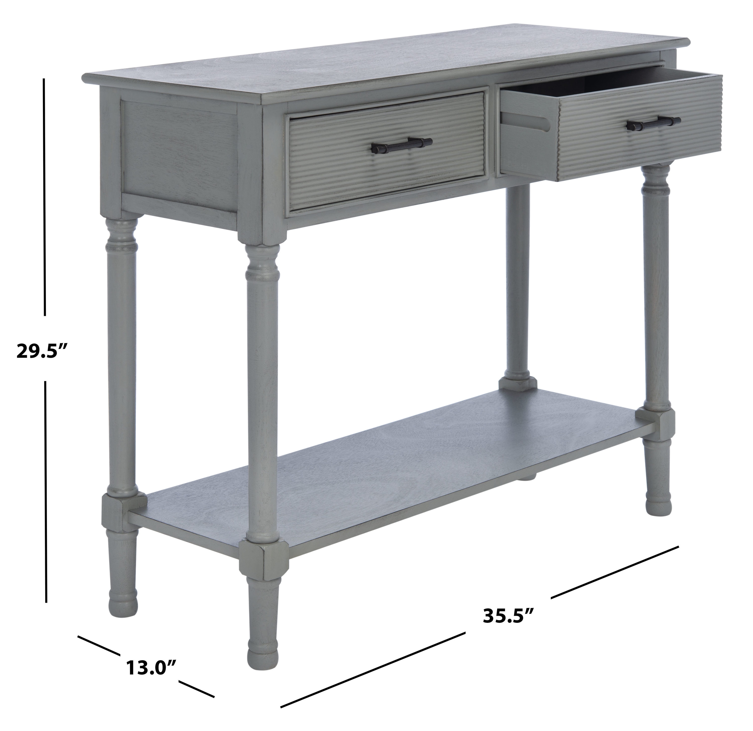 Ryder Distressed Grey 40" Wood and Metal Console Table with Storage