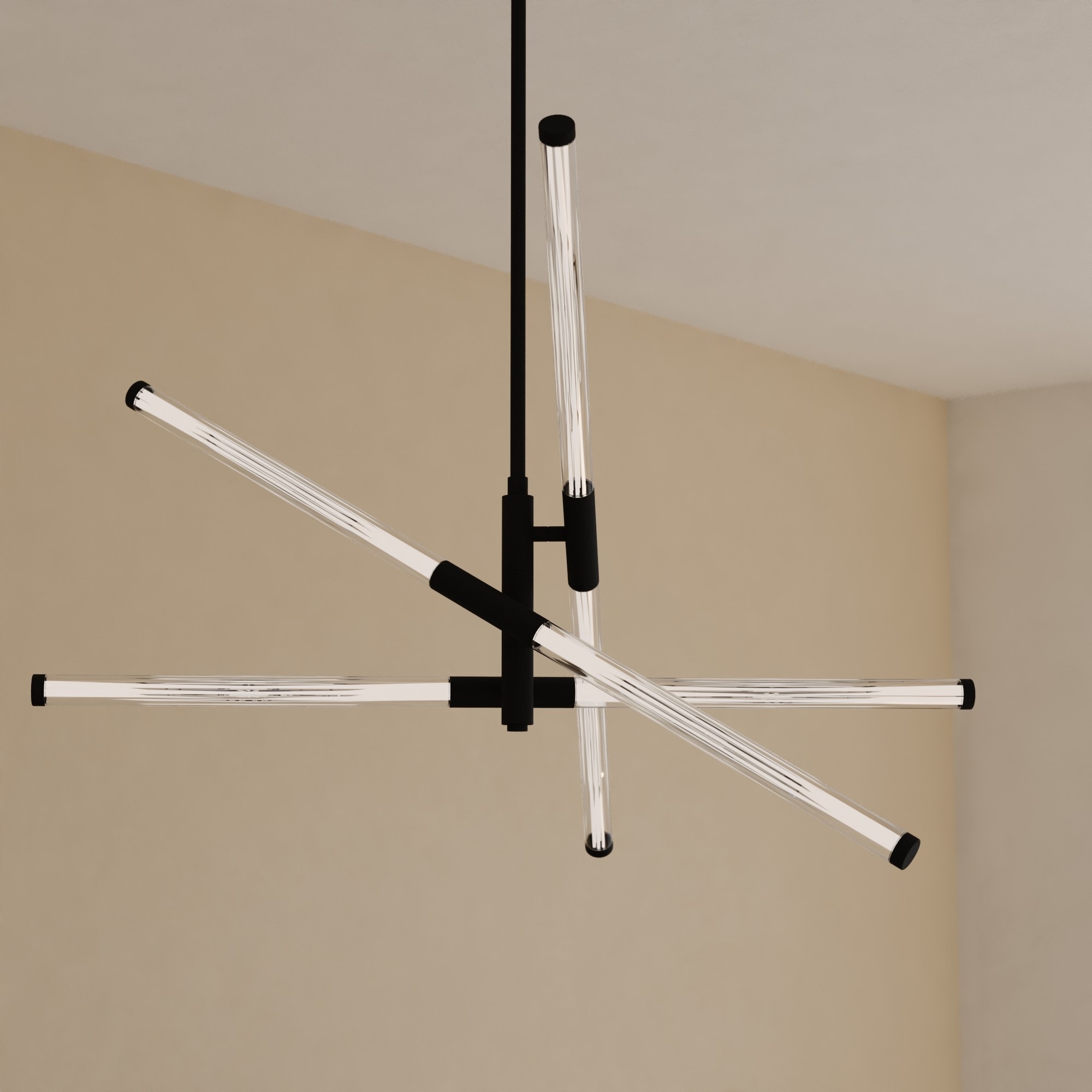 Cascadia P0425 Avalon 3 -Light Matte Black Modern/contemporary Geometric Integrated LED Large Hanging Pendant light