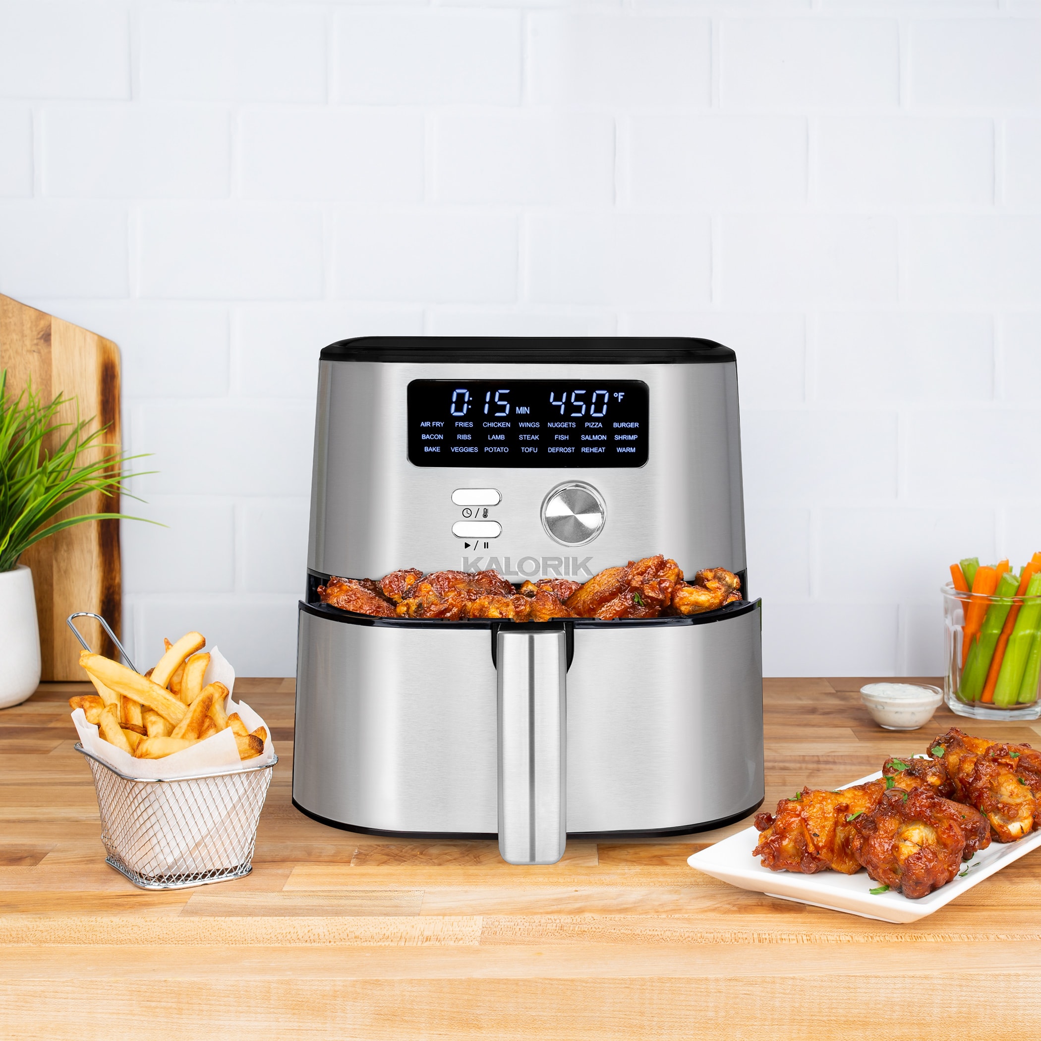 Gourmia 8-Qt Digital Air Fryer with Guided Cooking, Stainless Steel, 13.5  High, New 