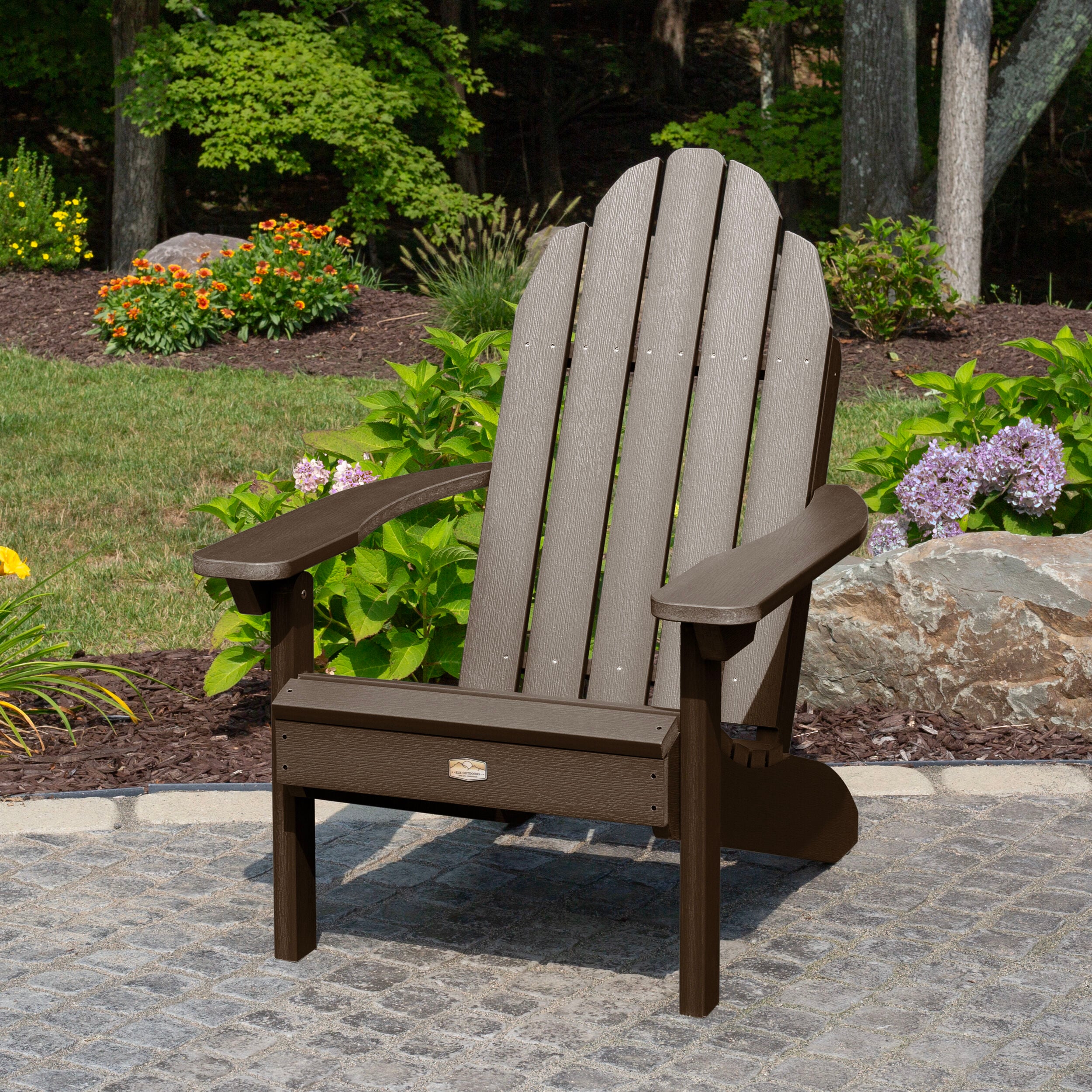 highwood The Mountain Bluff Canyon Poly-lumber Frame Stationary Adirondack Chair with Slat Seat