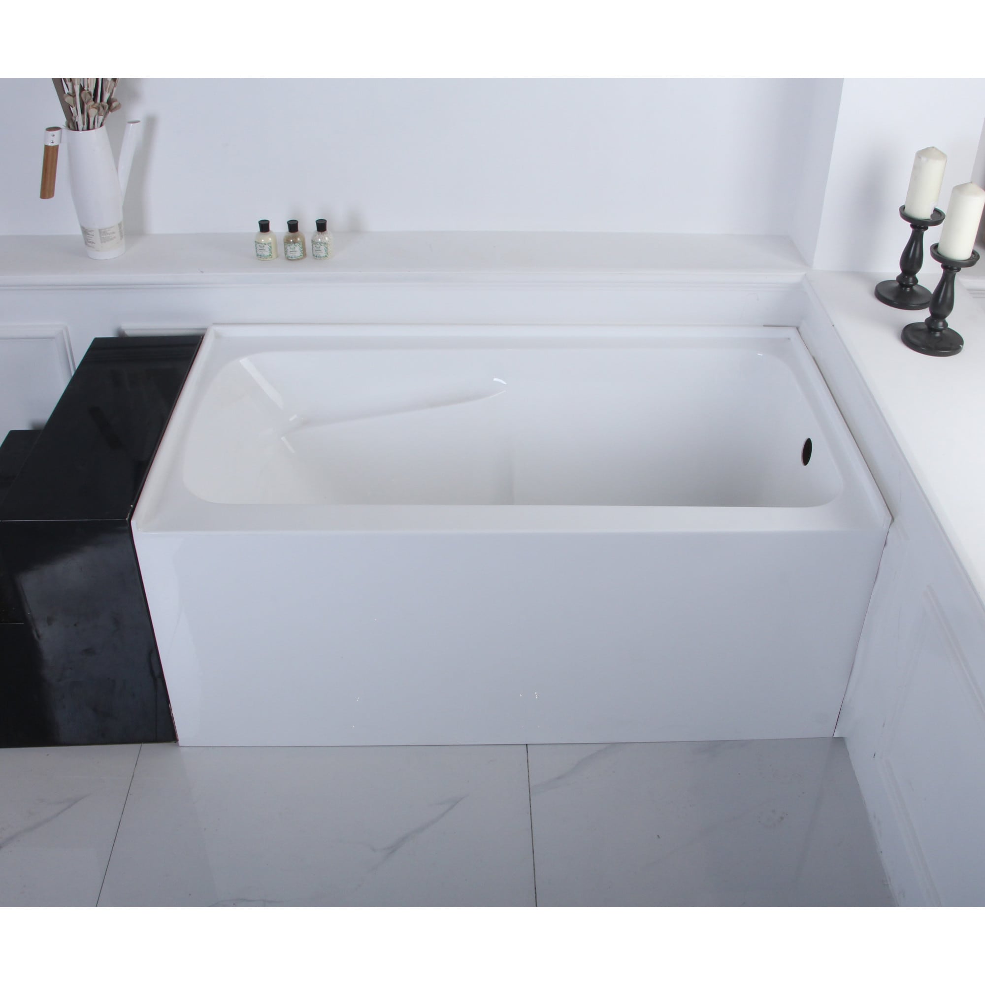 Kingston Brass WLVTAP543023R Aqua Eden 30-in x 54-in White Acrylic Rectangular Alcove Soaking bathtub ( Right Drain )