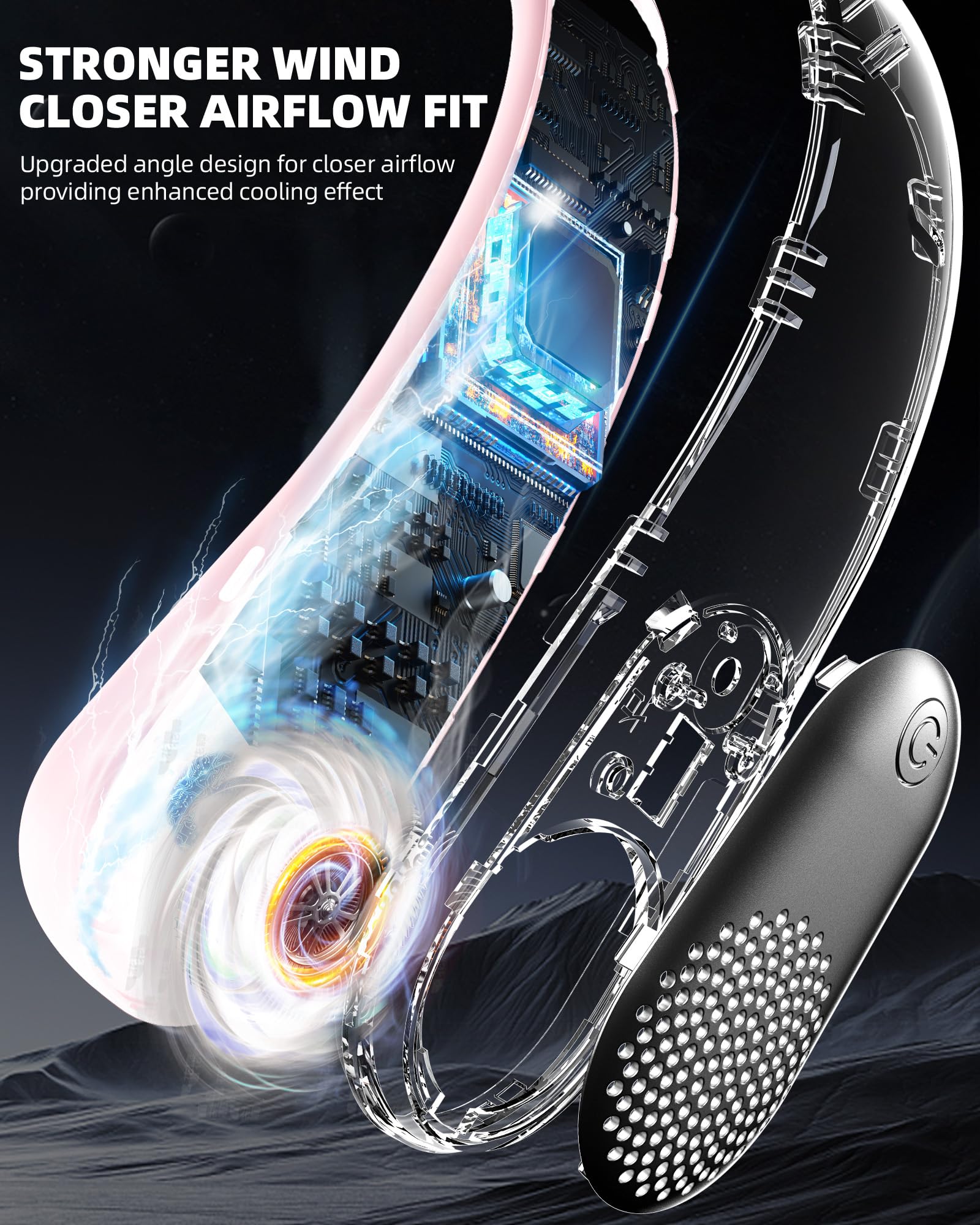 AOIZGMY Portable Neck Fan with LED Display 3 Speed Personal Cooling Fan ...