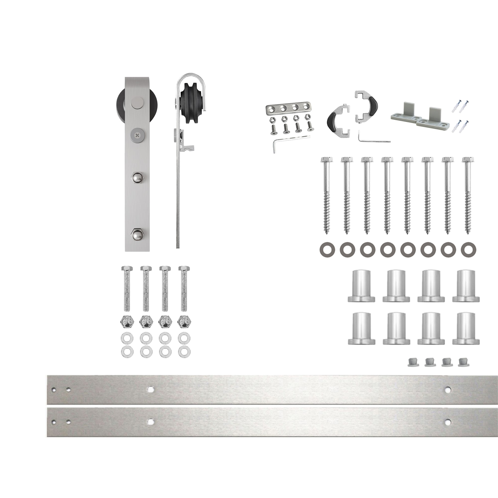 HOMACER YT1DNZ120C 120-in Brushed Brushed Nickel Indoor J-strap Single Barn door hardware kit