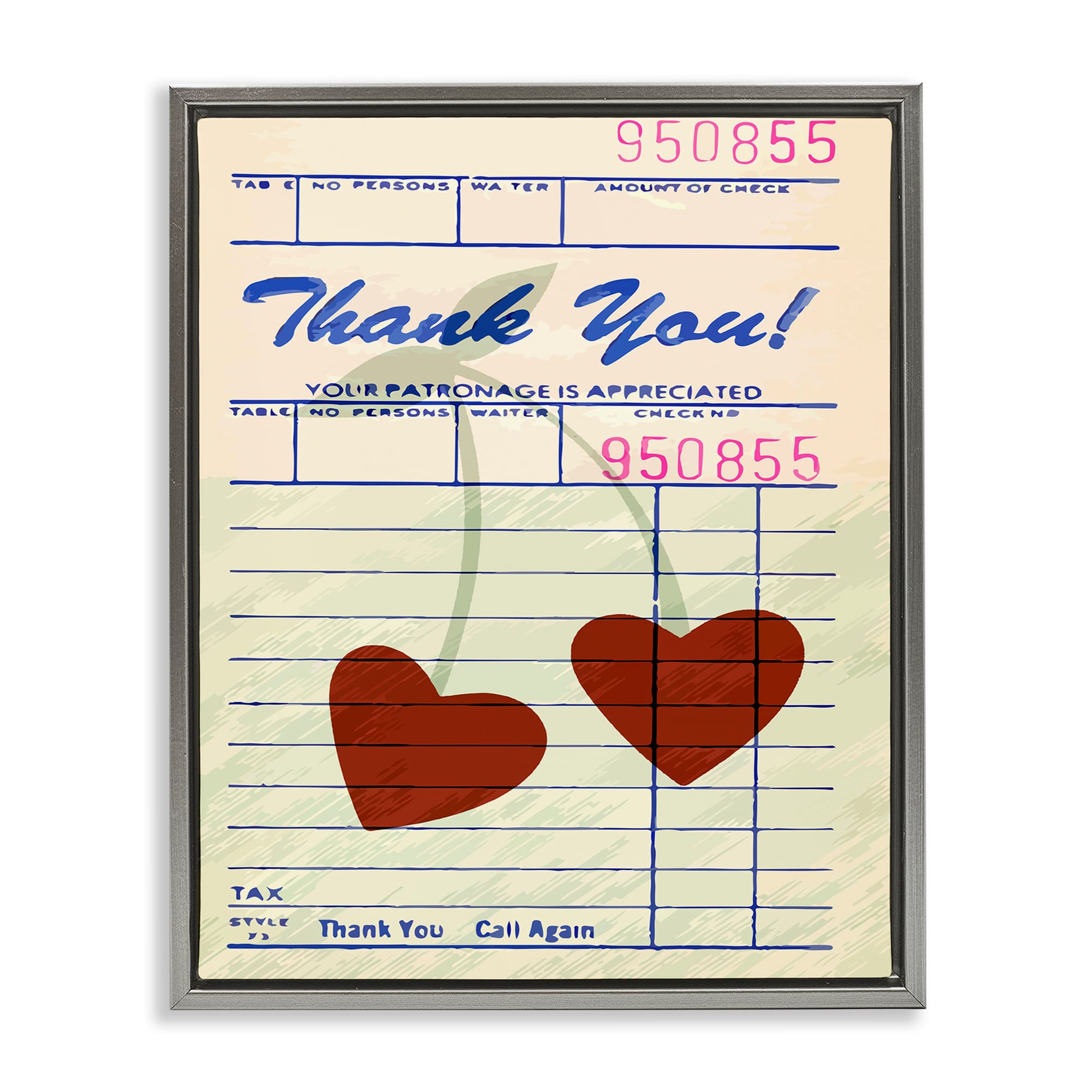 Stupell Industries BT-111-FFL-24X30 Cherries on Restaurant Check Gray Framed Floater Canvas Wall Art By Lil Rue 25 x 31