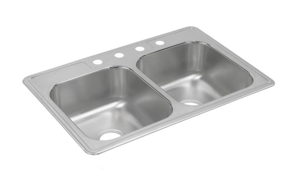 Elkay Freeport Drop-In 33-in x 22-in Stainless Steel Double Equal Bowl  1-Hole Kitchen Sink