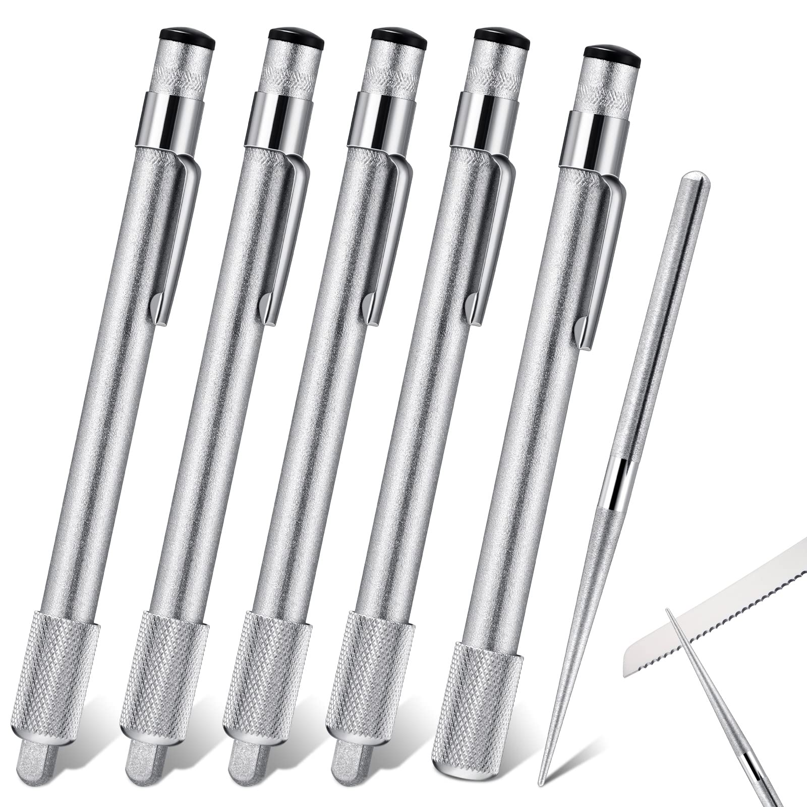 Aoibox  5 Piece Pocket Diamond Knife Sharpener Set with Retractable Honing Rods and Storage Bags for Kitchen Hunting