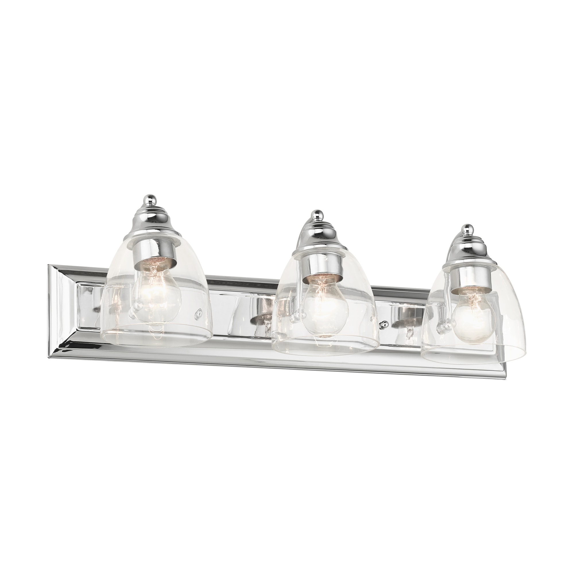 Elegant Polished Chrome 3-Light Vanity Sconce with Hand Blown Glass Shades