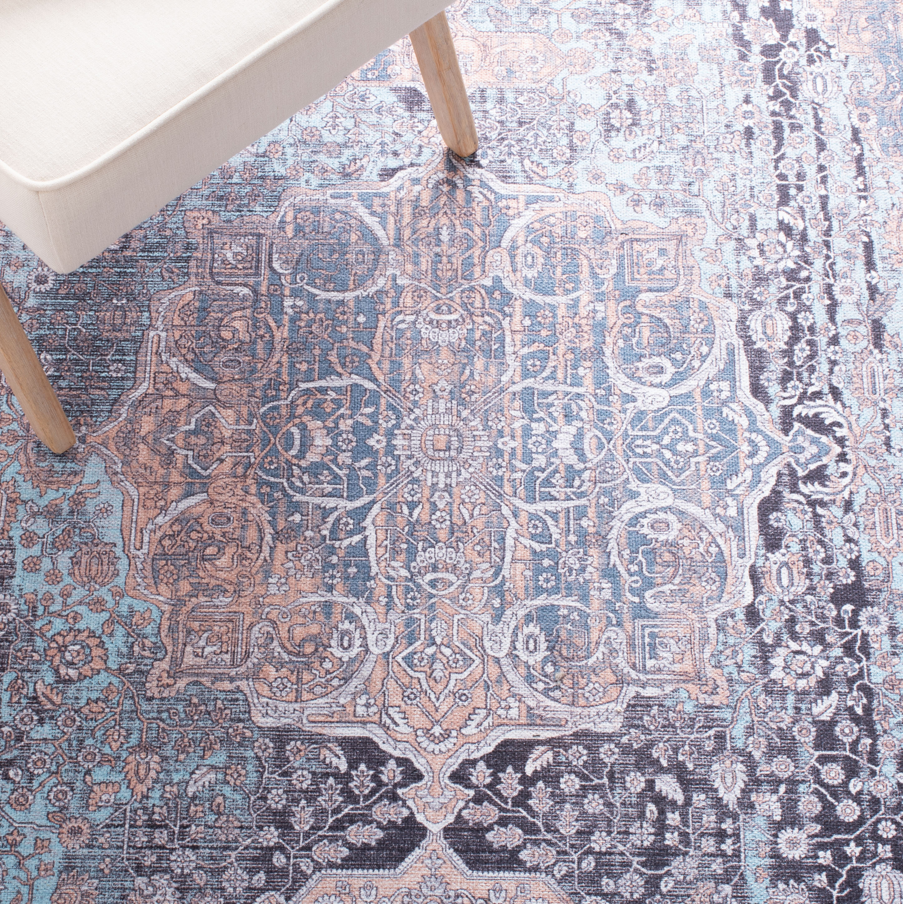 Elysian 9' x 12' Off-White and Light Blue Hand-Knotted Area Rug