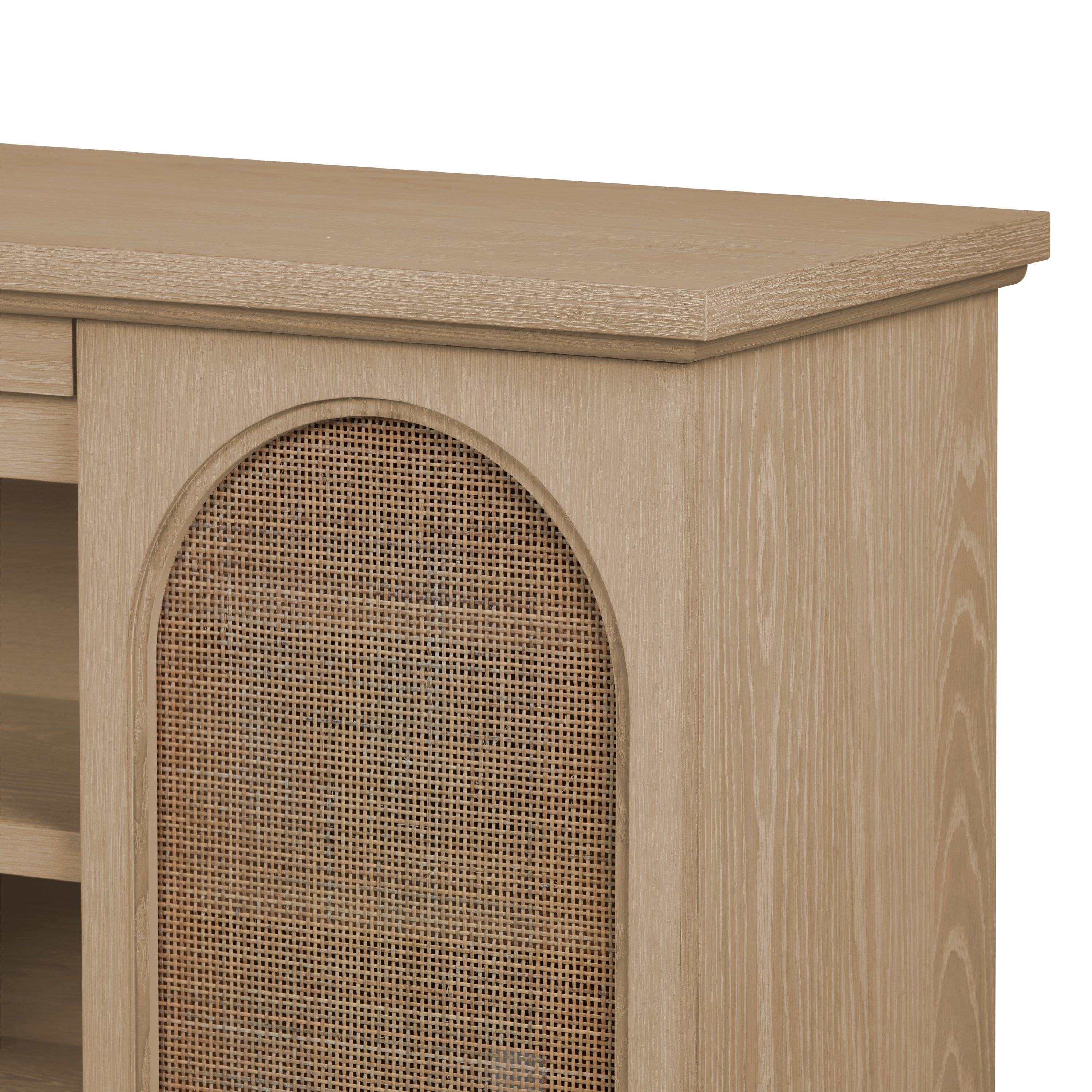 Dahlia 76" White Oak TV Stand with Fireplace and Cabinet