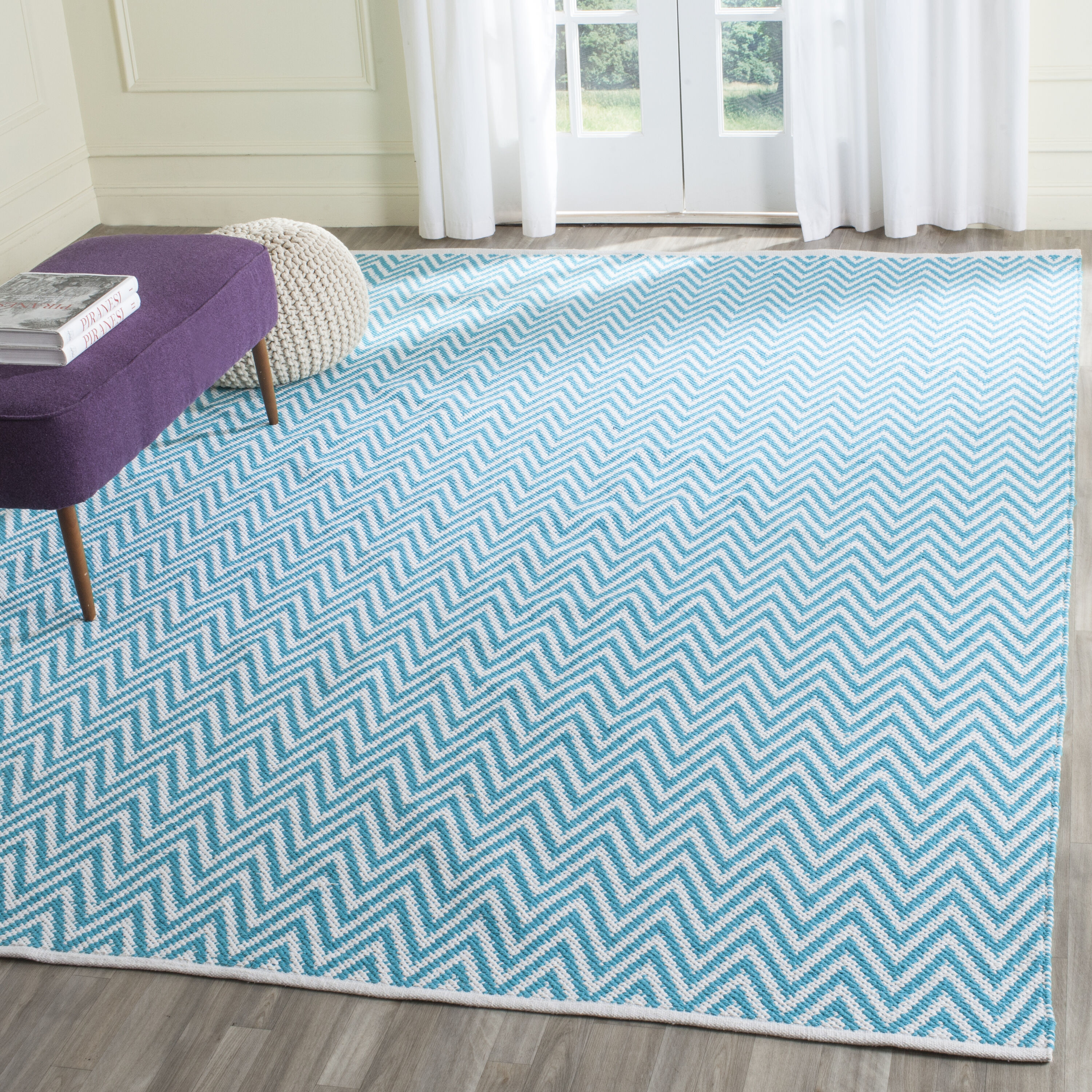 Montauk 812H Turquoise Ivory 8 x 10 Rectangular Area rug