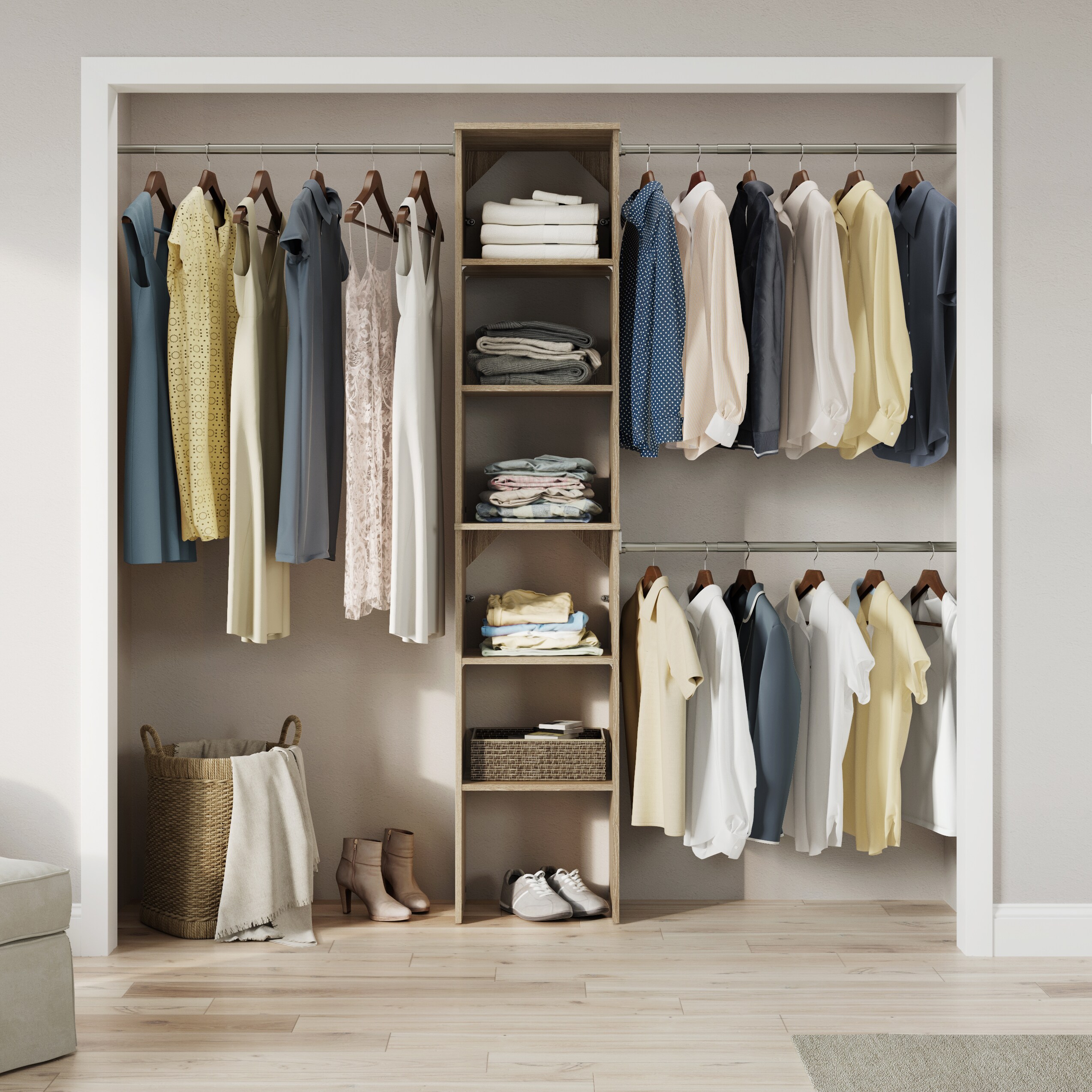 ClosetMaid BrightWood 4-ft to 9-ft W x 6.85-ft H Latte Solid Shelving Wood Closet System