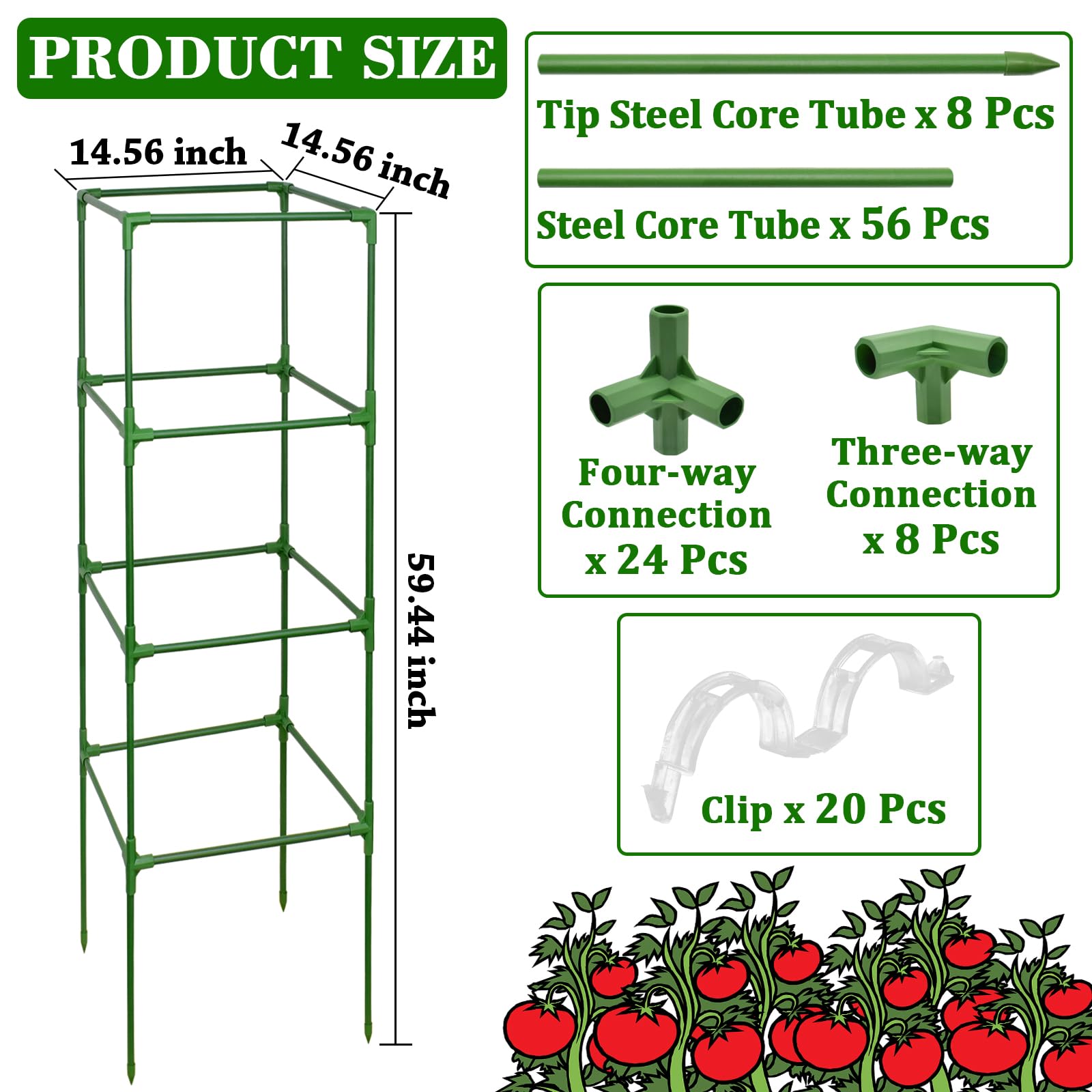 CYIKE 2 pack adjustable tomato cages 60 inch heavy duty square plant ...