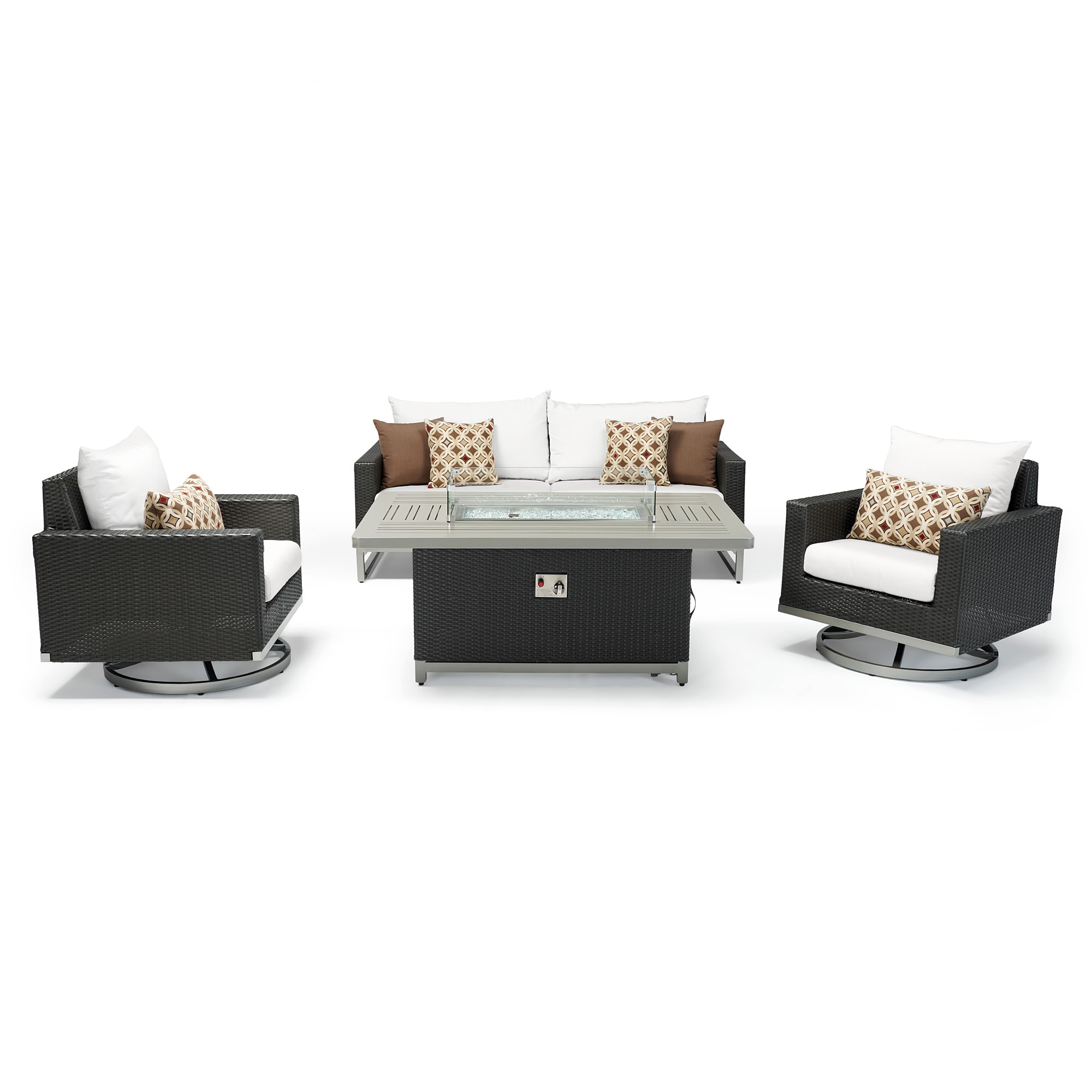 RST Brands OP-PESS4MFTMILOEMORK Milo 4-Piece Wicker Patio Conversation Set with Off-white Sunbrella Cushions