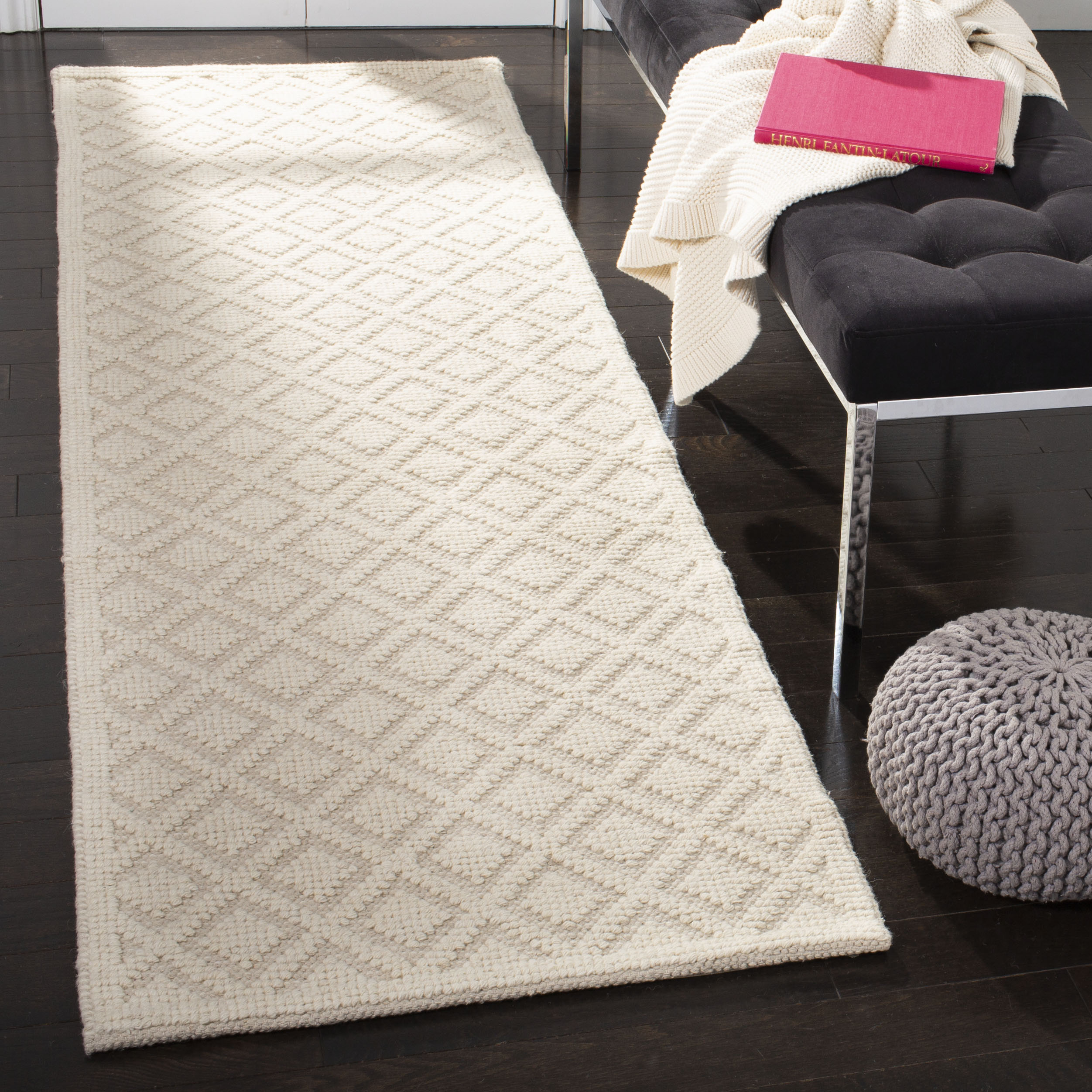 Safavieh VRM304A-28 Vermont Groton 2 x 8 (ft) Wool Ivory Rectangular Indoor Trellis Runner rug