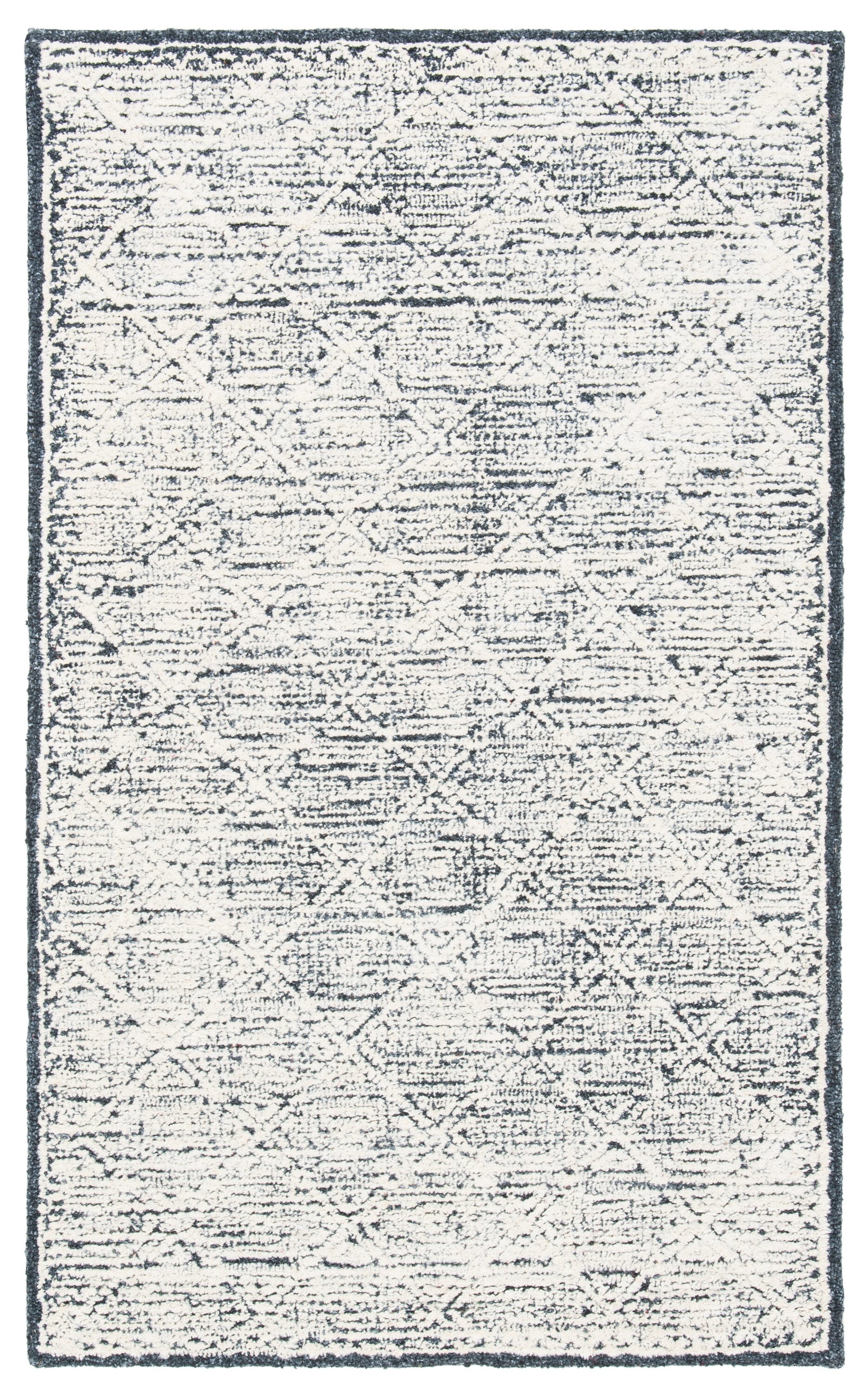 Handmade Black Wool Tufted Rectangular Rug, 3' x 5'