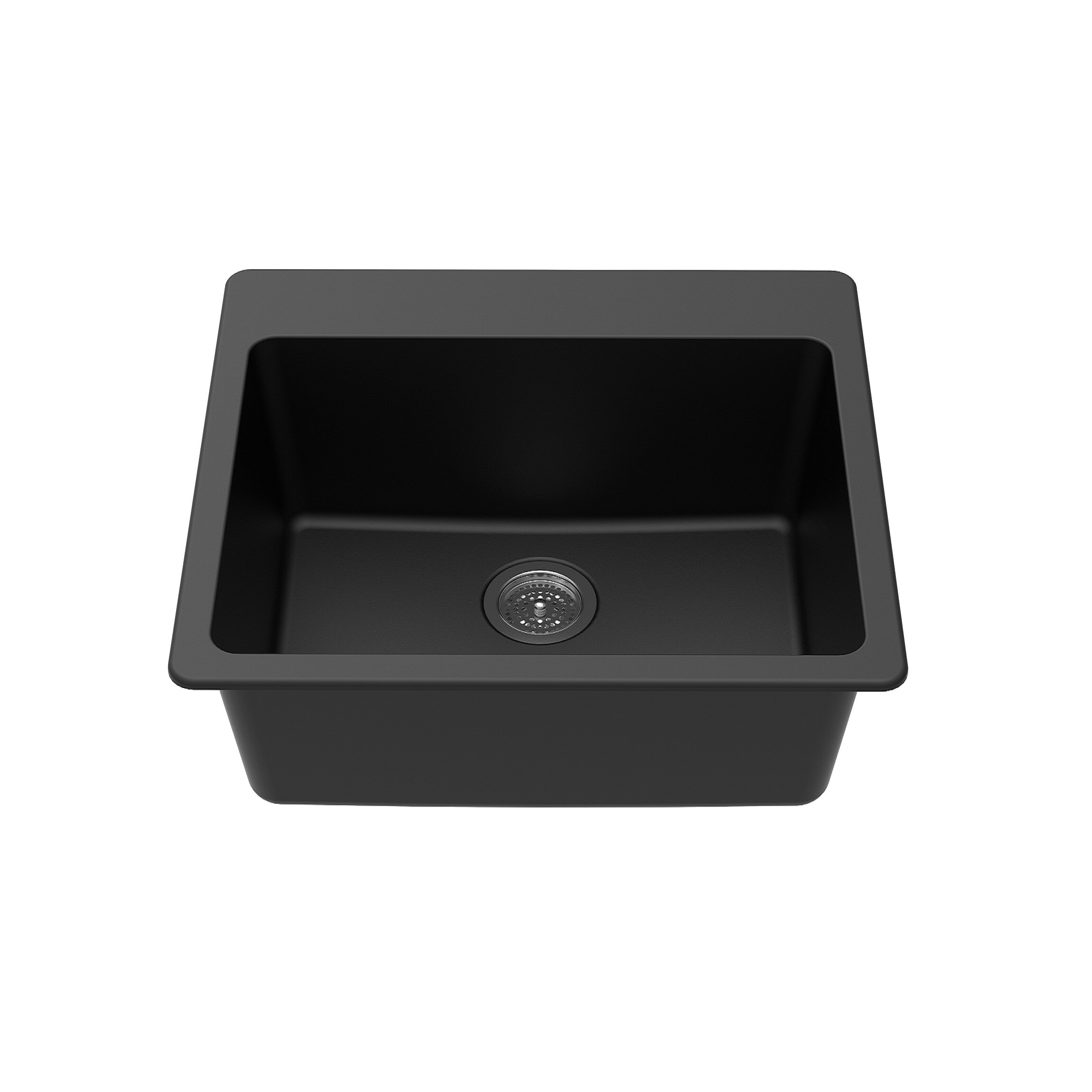 Winflo Winpro Granite Sink Dual-mount 25-in x 22-in Black Granite