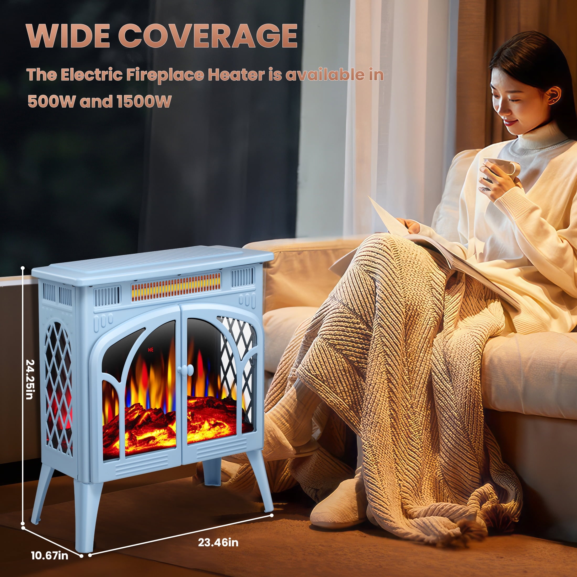 COWSAR S230B-BLUE Electric-Fireplaces - View #4