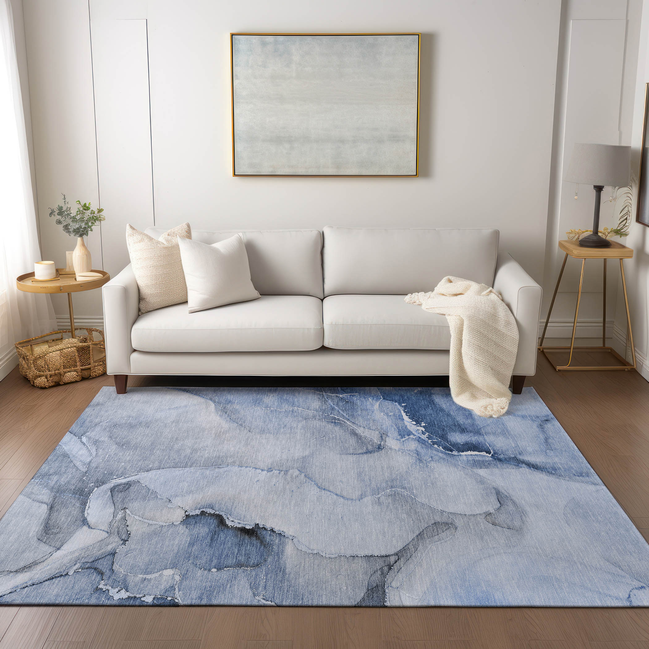 Addison Rugs ACN521BU5X8 Chantille ACN521BU 5 x 7 (ft) Polyester Blue Rectangular Indoor/Outdoor Abstract Machine washable Area rug