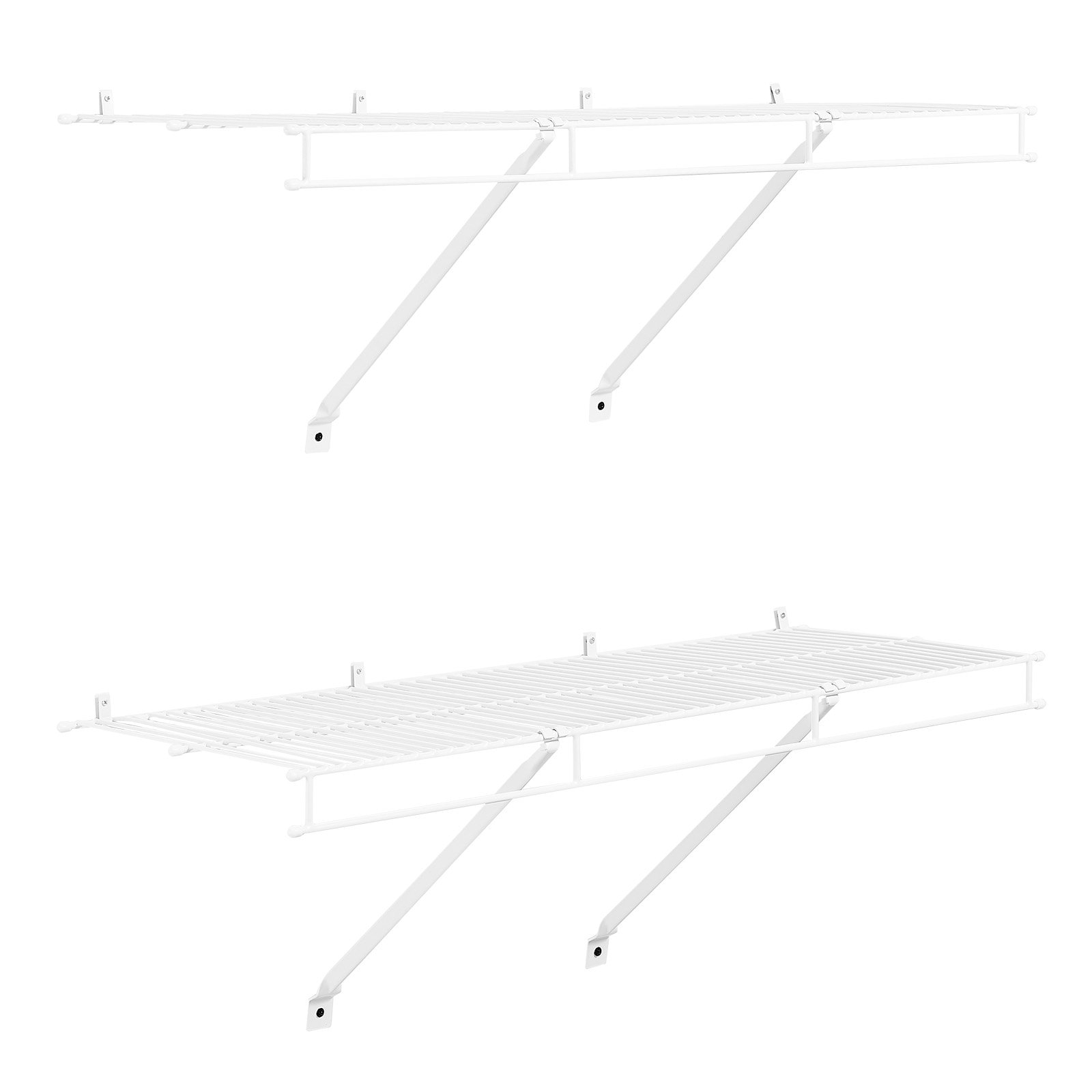 Mecale 3-ft Wall Mounted Wire Closet Shelf 2-Pack 35.04 x 12.2-in Q235 Steel with Hanging Rod 40-lb White