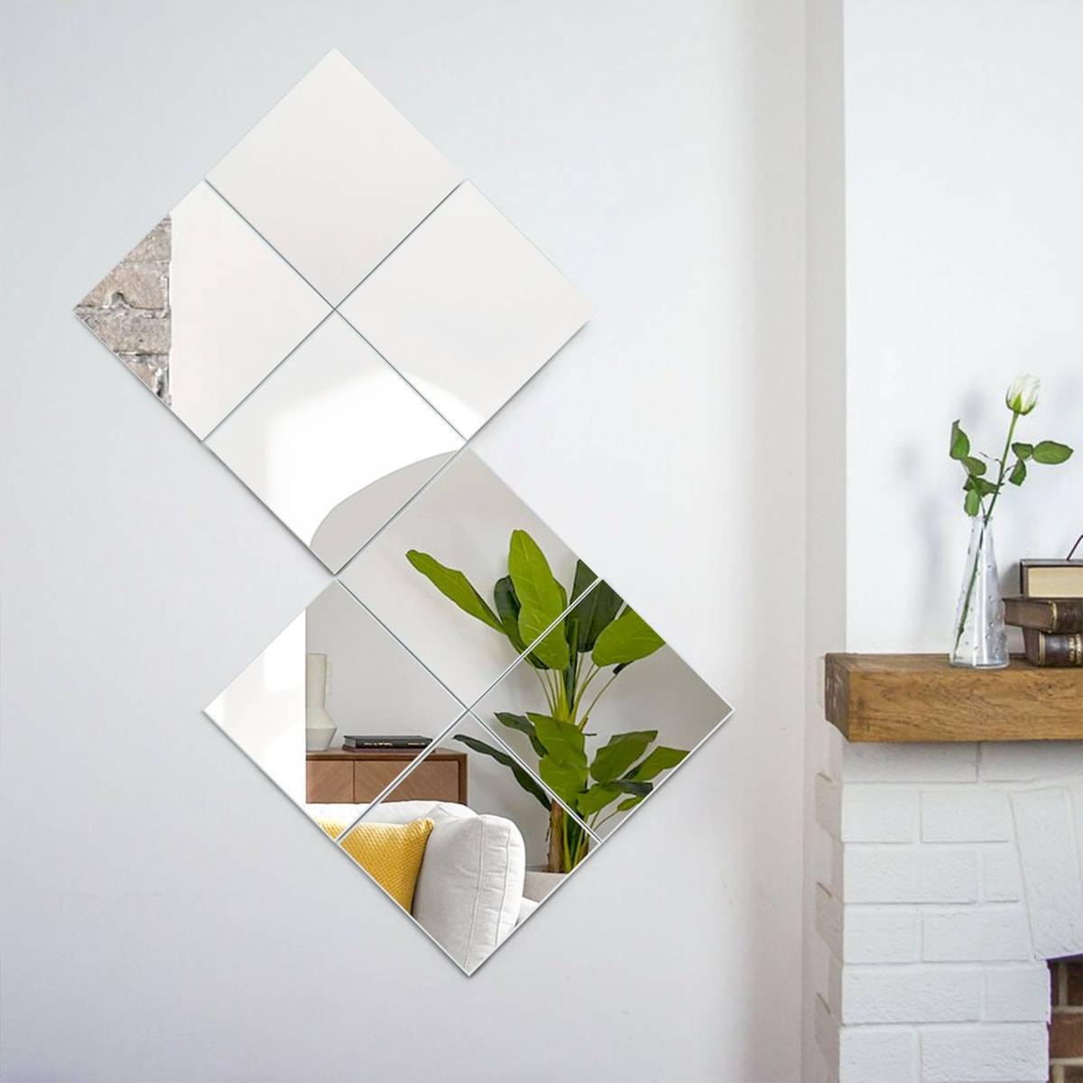 EDGEWOOD Wall Mirror Tiles Self Adhesive Real Glass Flat Frameless -  ShopStyle