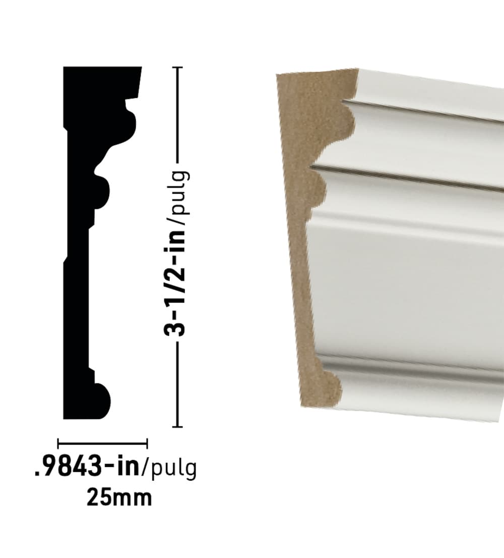 RELIABILT 31/32-in x 3-1/2-in x 8-ft Primed MDF Ec1 Casing in the ...