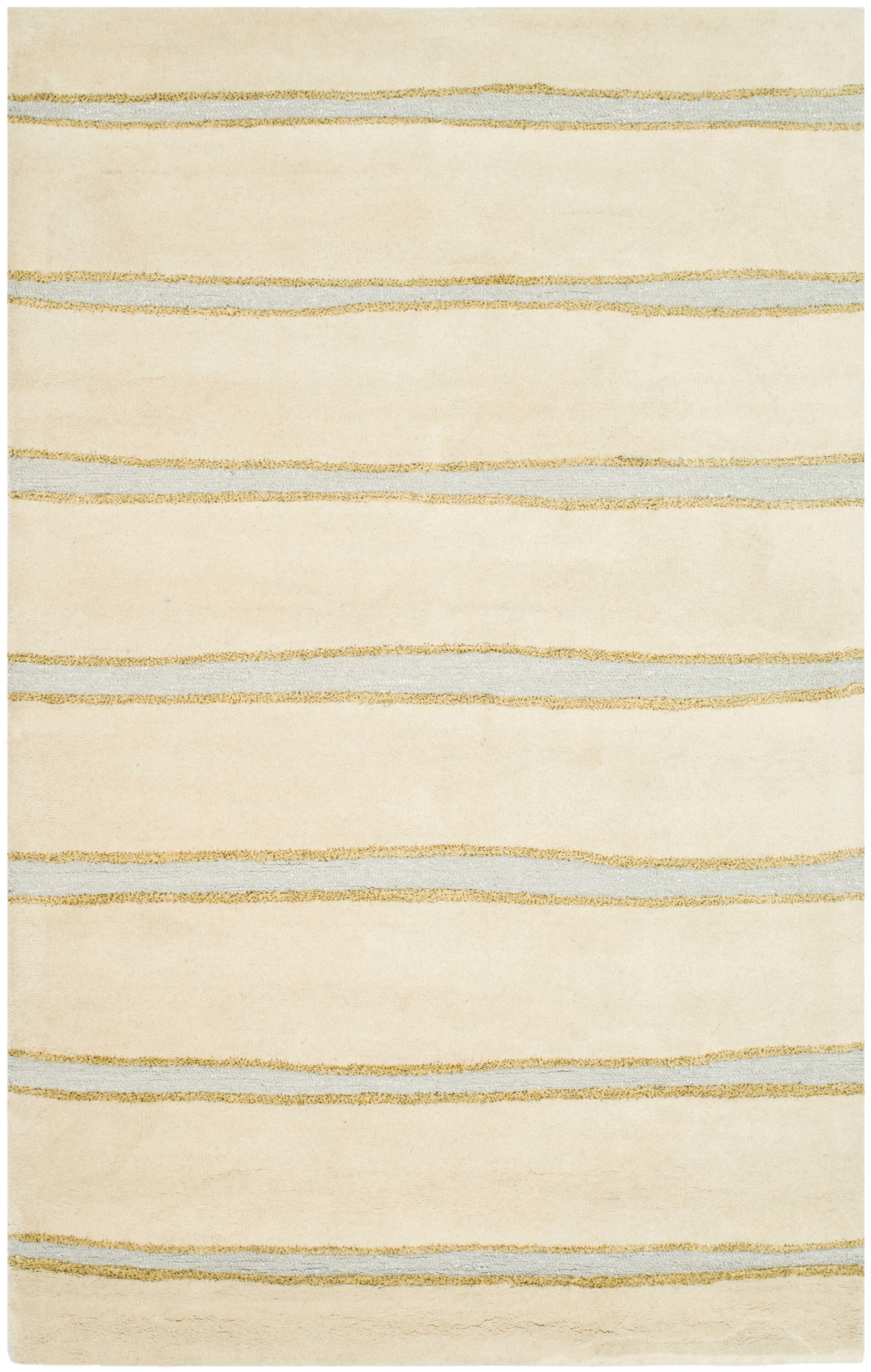 Martha Stewart MSR3617A-4 Chalk Stripe 4 x 6 (ft) Tufted Synthetic Wheat Beige Rectangular Indoor Stripe Farmhouse/Cottage Area rug