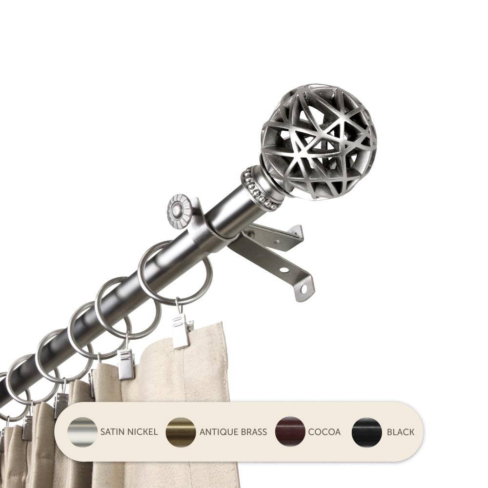 Hart & Harlow L4888-665 13/16-in Teagan 66-in to 120-in Satin nickel Steel Single curtain rod with Finials