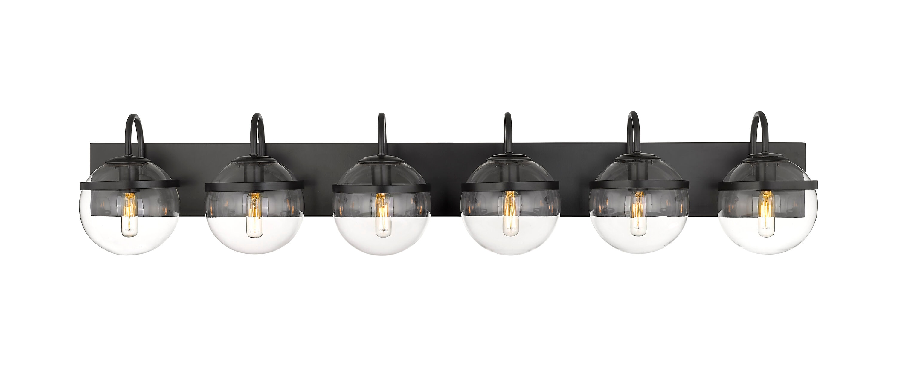 Innovations Lighting 350-6W-BK-CL Sands 44-in 6 -Light Matte Black Transitional Vanity light