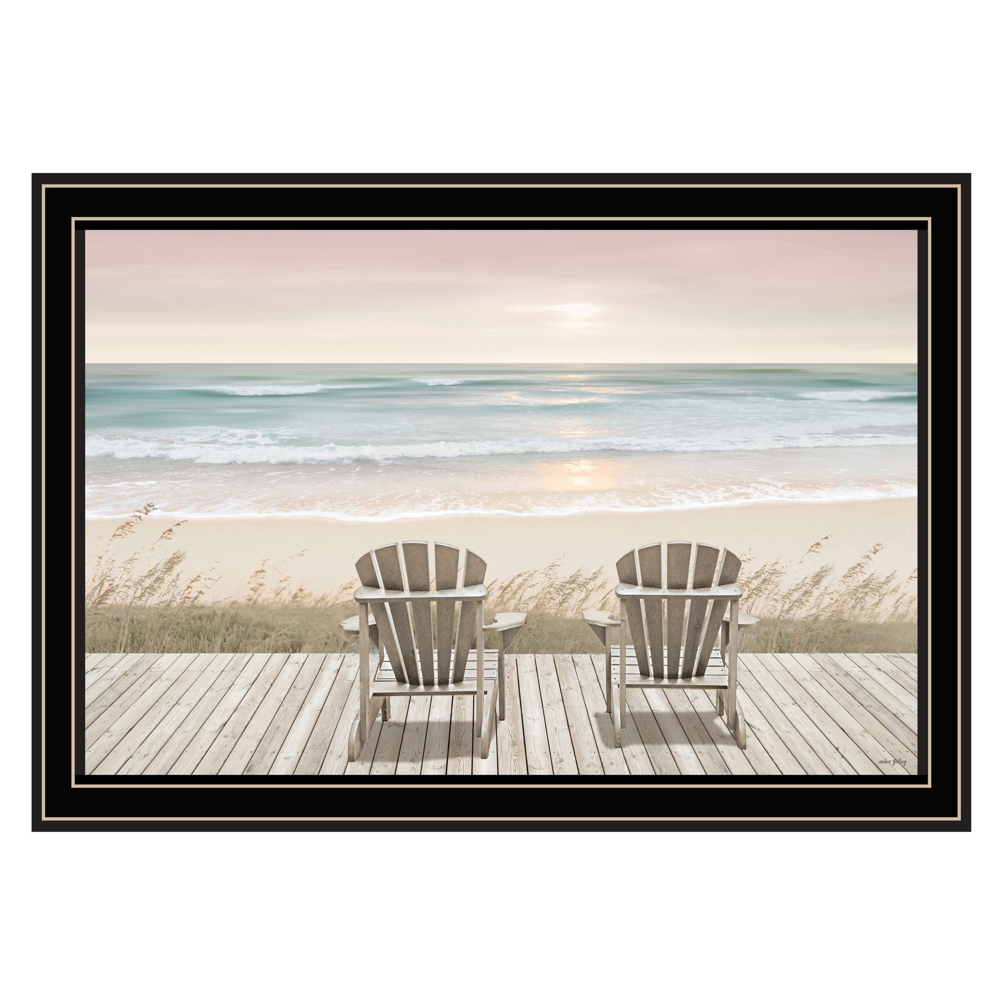 Trendy Decor 4U Pastel Sunset byAmber Sterling  Ready to Hang Framed Print Black Frame