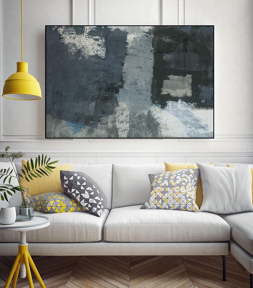 GIANT ART Black Wood Framed 22-in H x 28-in W Abstract Print on Canvas ...