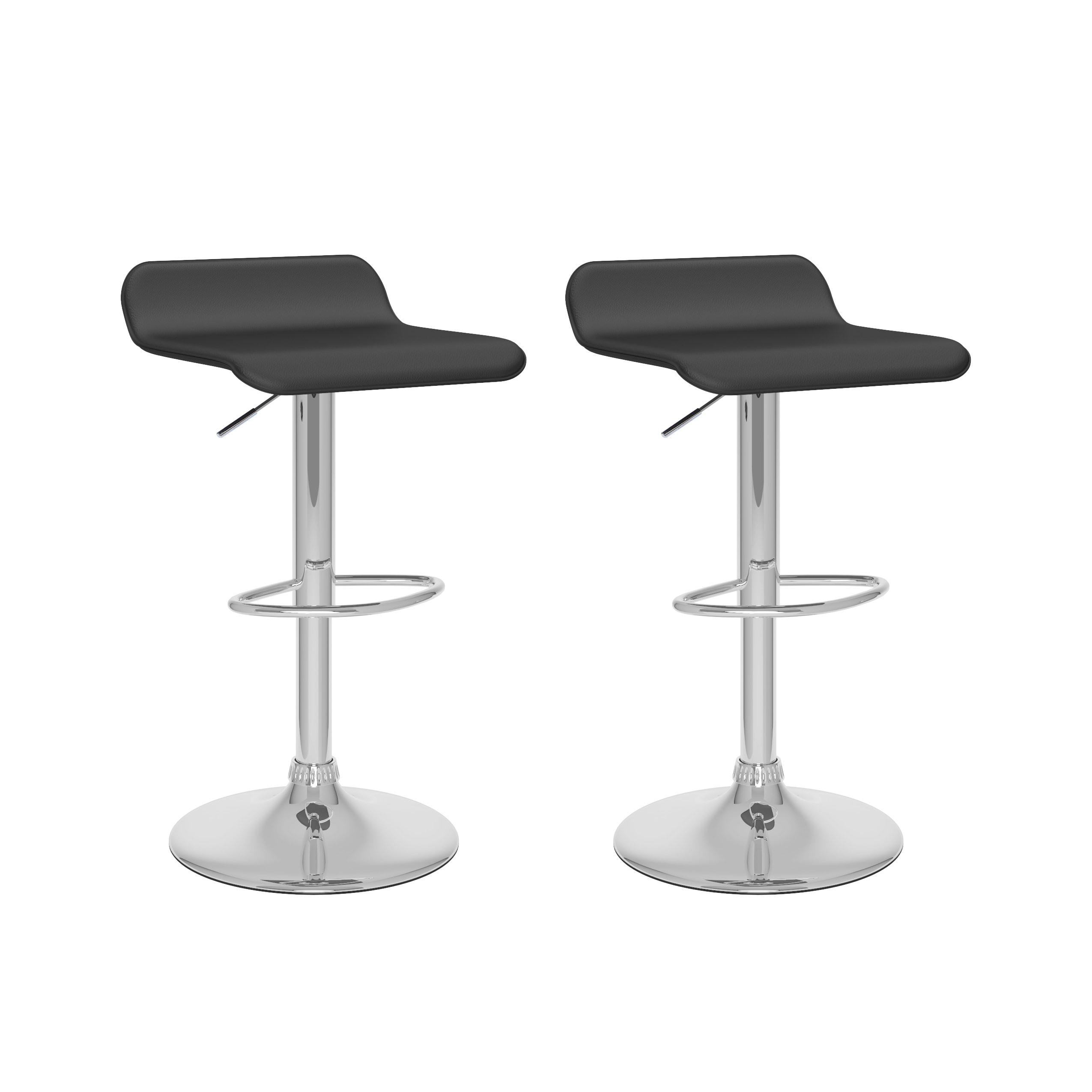 CorLiving DPV-208-B Theo Black 23.75-Inches H Adjustable Height Short Square seat Upholstered Swivel Metal Bar Stool and Back