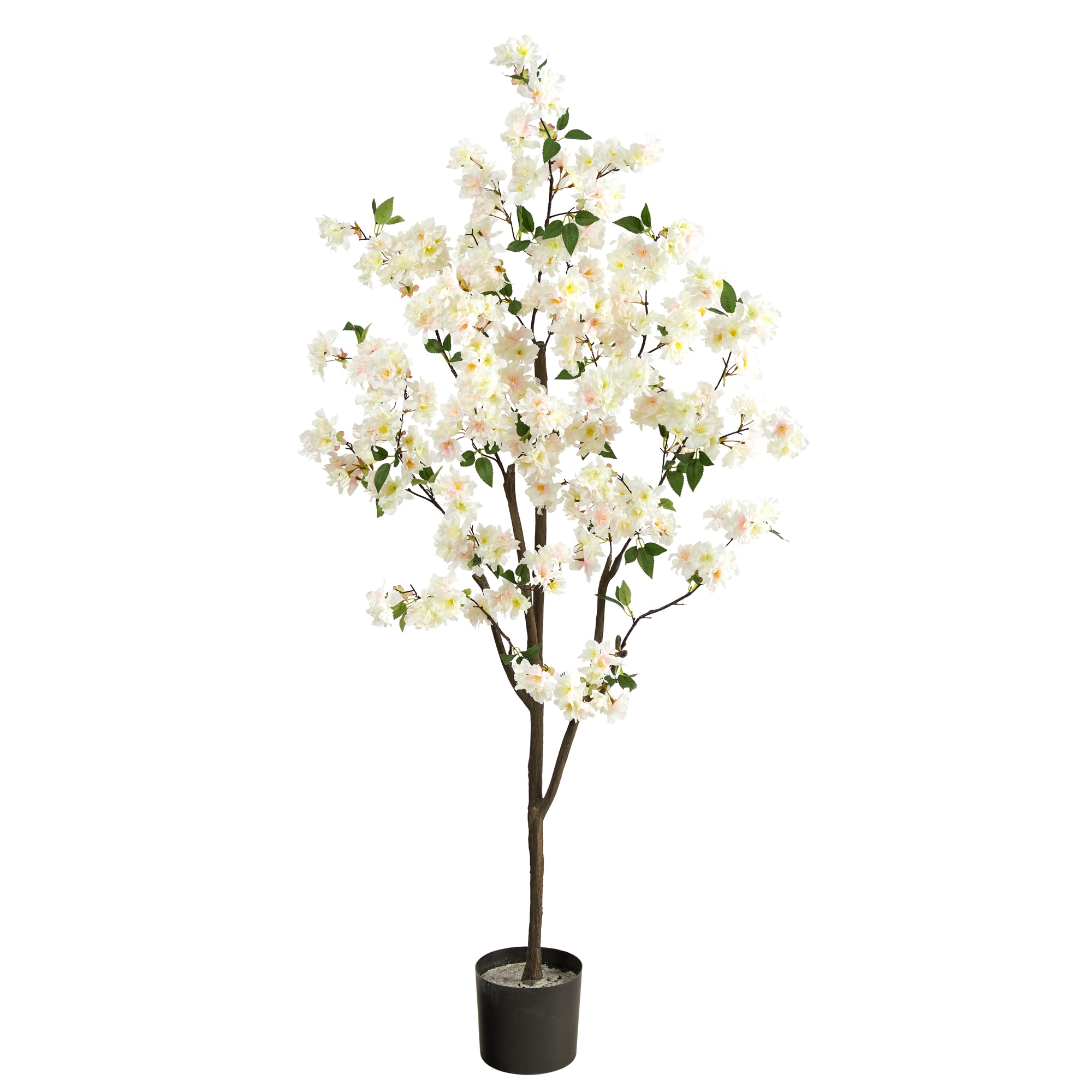 Nearly Natural T2723-WH 72-Inches White Indoor Floor Cherry Blossom Artificial tree