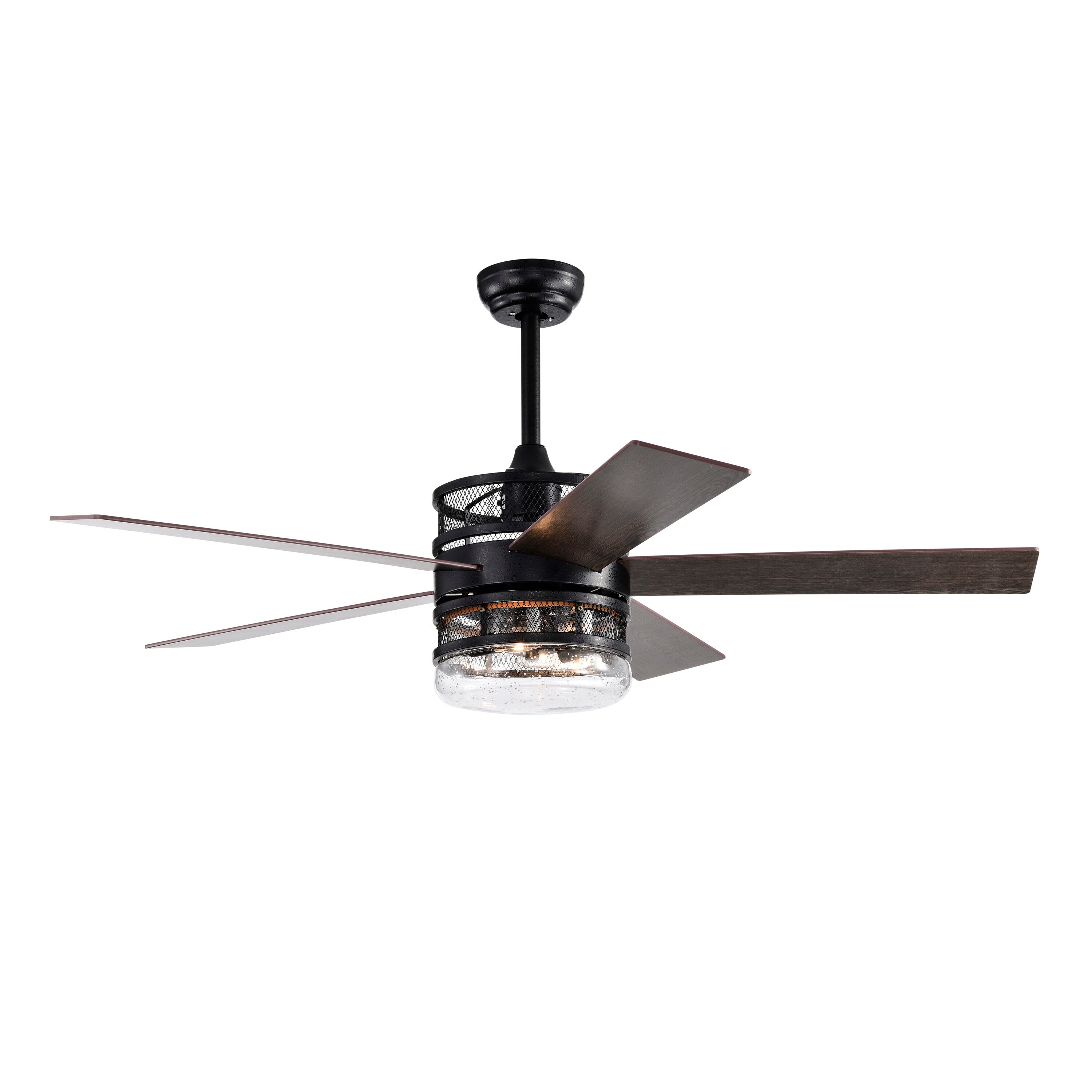 Tatayosi DJ-P162583 52 inch 5 blade lighted ceiling fan with remote control glass shade optional matte black
