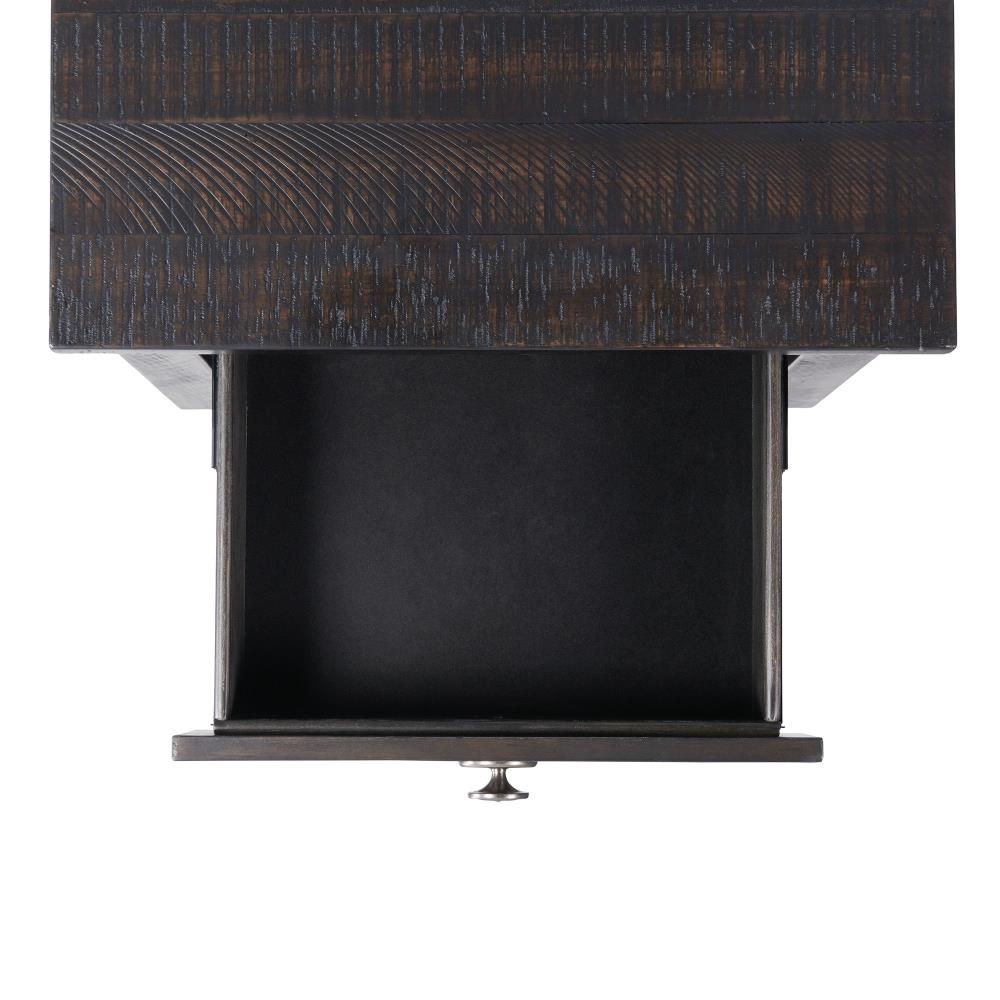 Espresso Brown Square Wood End Table with Drawer