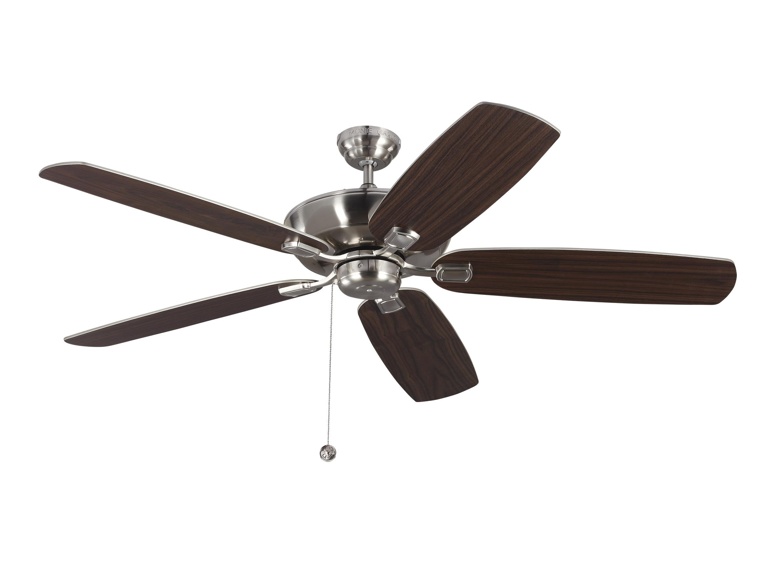 Generation Lighting 5CSM60BS Colony 60-in Outdoor Downrod or Flush Mount Brushed Steel with Silver and American Walnut Blades Ceiling Fan Light Kit Compatible ( 5 -Blade )