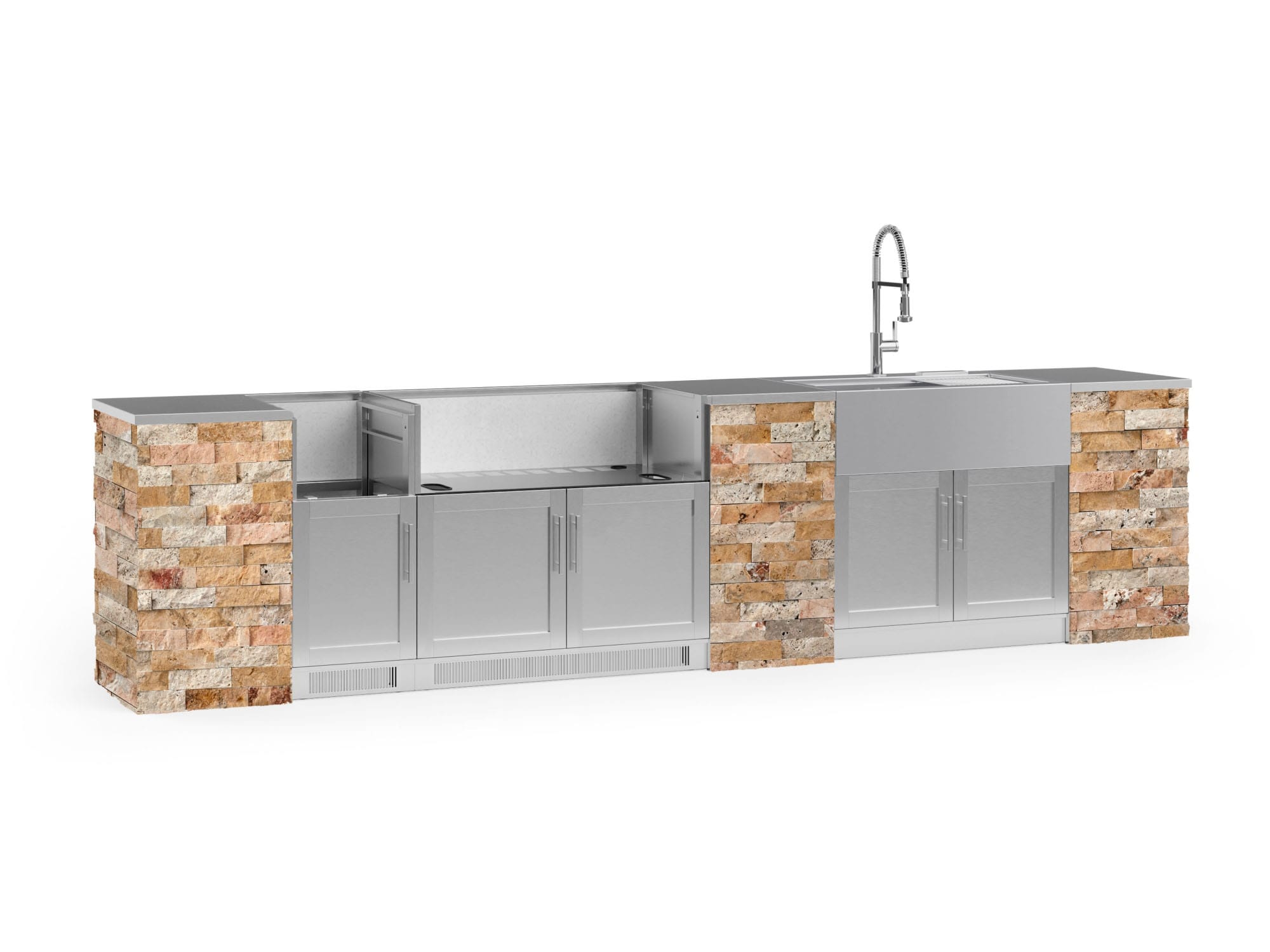 NewAge Products 69331 Signature Series Stainless Steel 11 -Piece 149.16-in W x 25.5-in D x 58.64-in H Modular Outdoor Kitchen Set