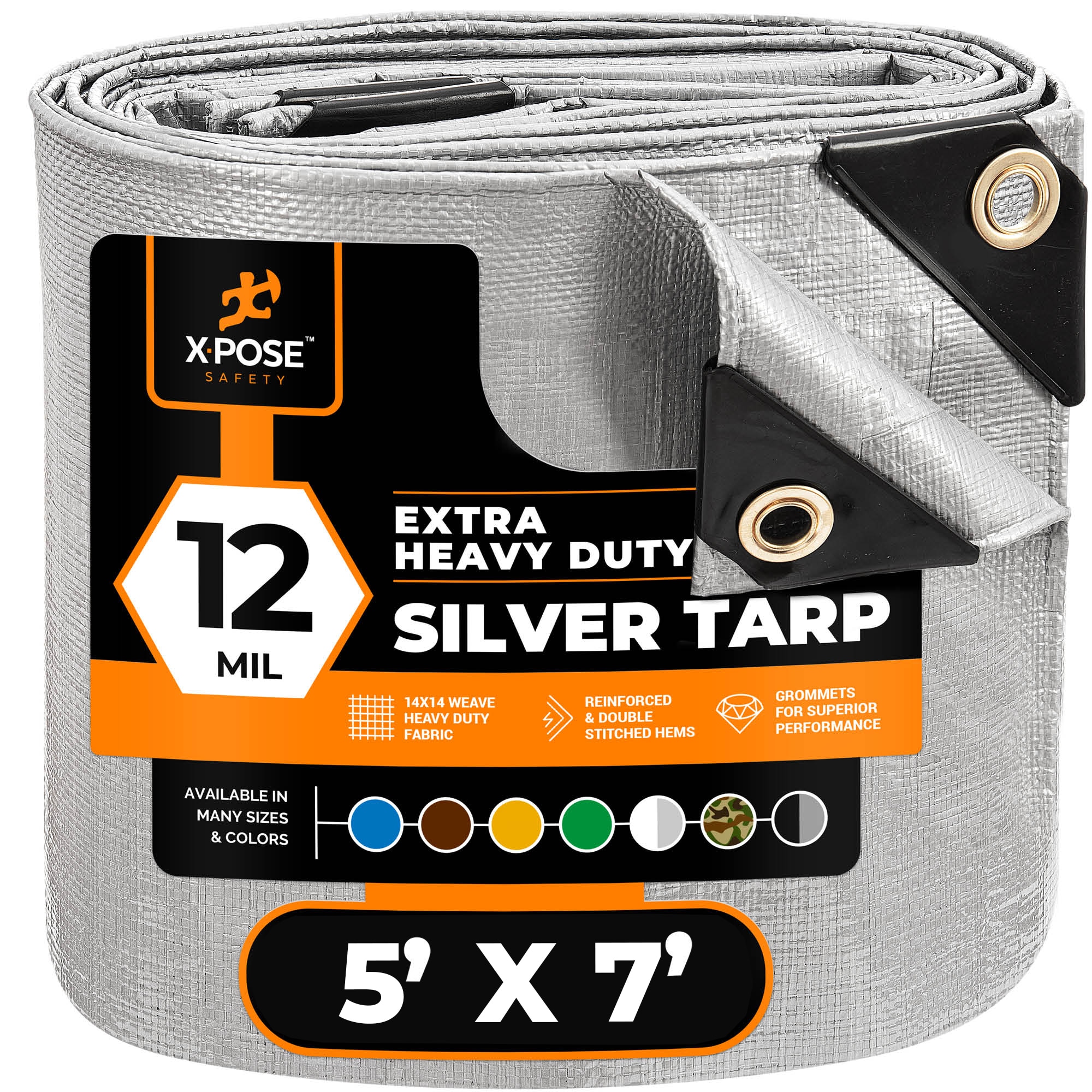 XPOSE SAFETY STHD-57-X 5-ft x 7-ft Silver Water resistant Commercial Polyethylene 12-mil Tarp