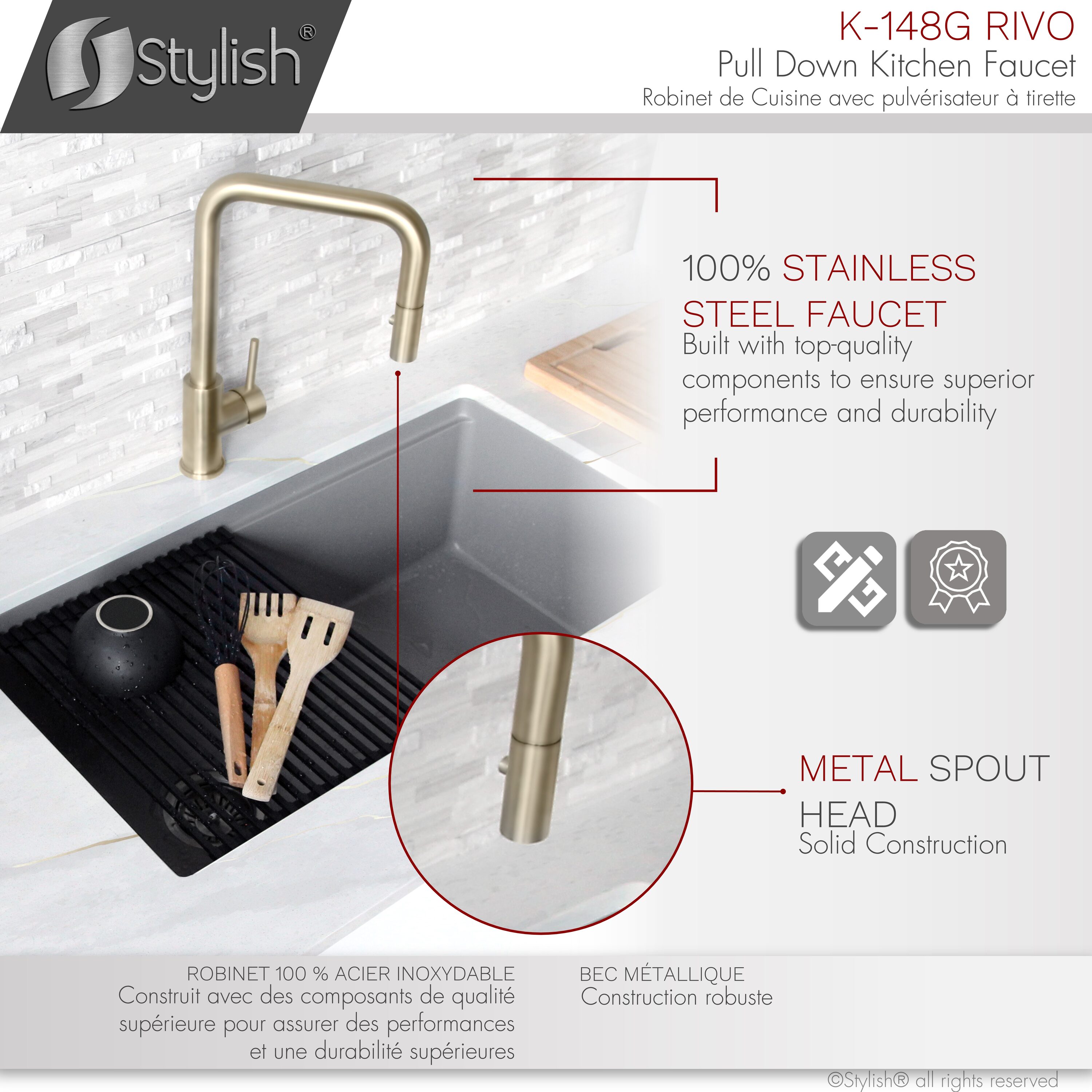 Stylish K-148G Kitchen-Faucets - View #8