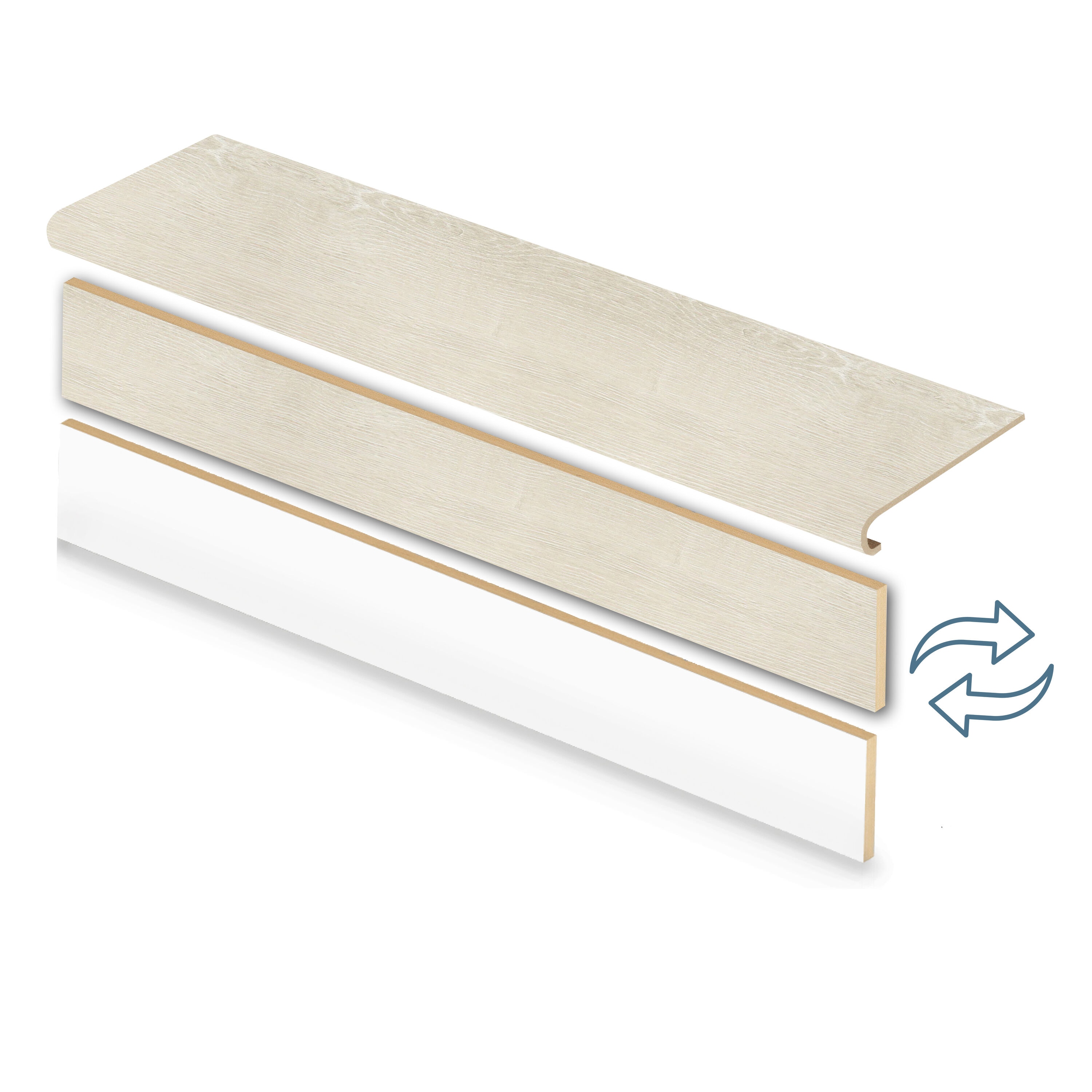 Zamma 20C077366 Cap A Tread Stair Renewal System 47-in x 12.125-in x 1.6875-in Seasalt Oak Type 1 Kit with Reversible Riser Laminate