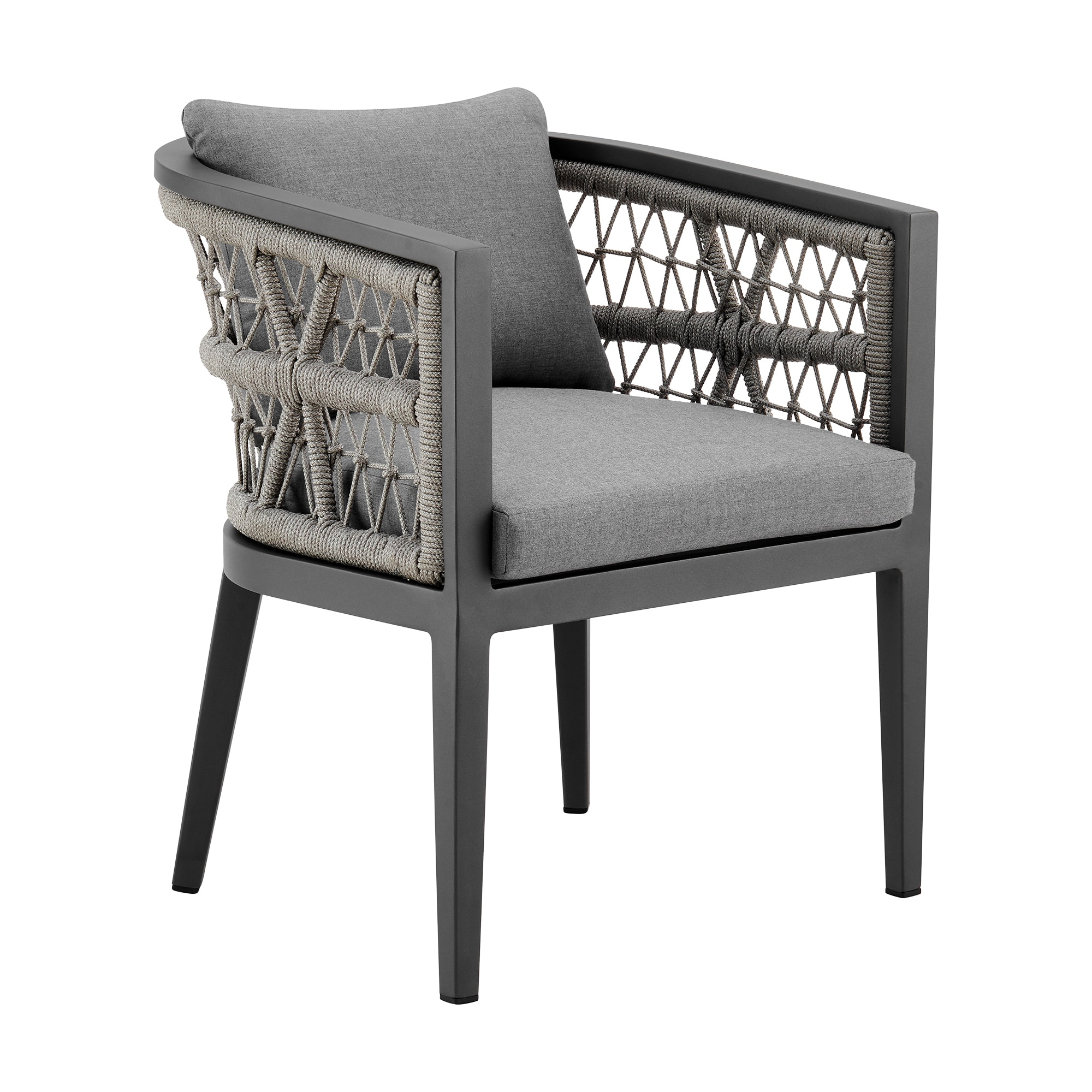 Armen Living SETODZE5GRY 5 -Piece Black Patio Dining Set Wood Rectangle Table with 4 Gray Cushions Stationary Chairs