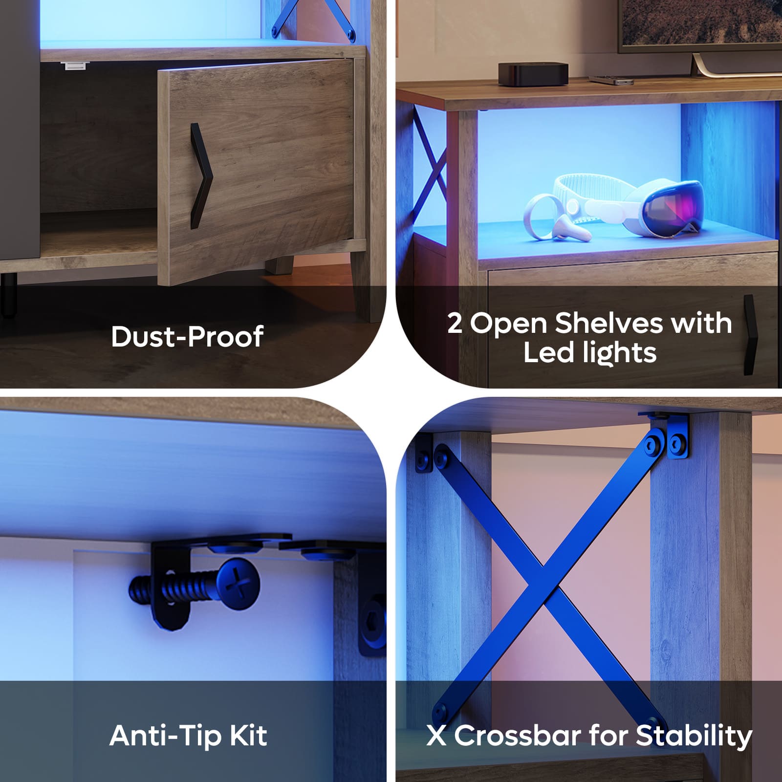 Bestier LOW-L103216P-GRYW Tv-Stands - View #6