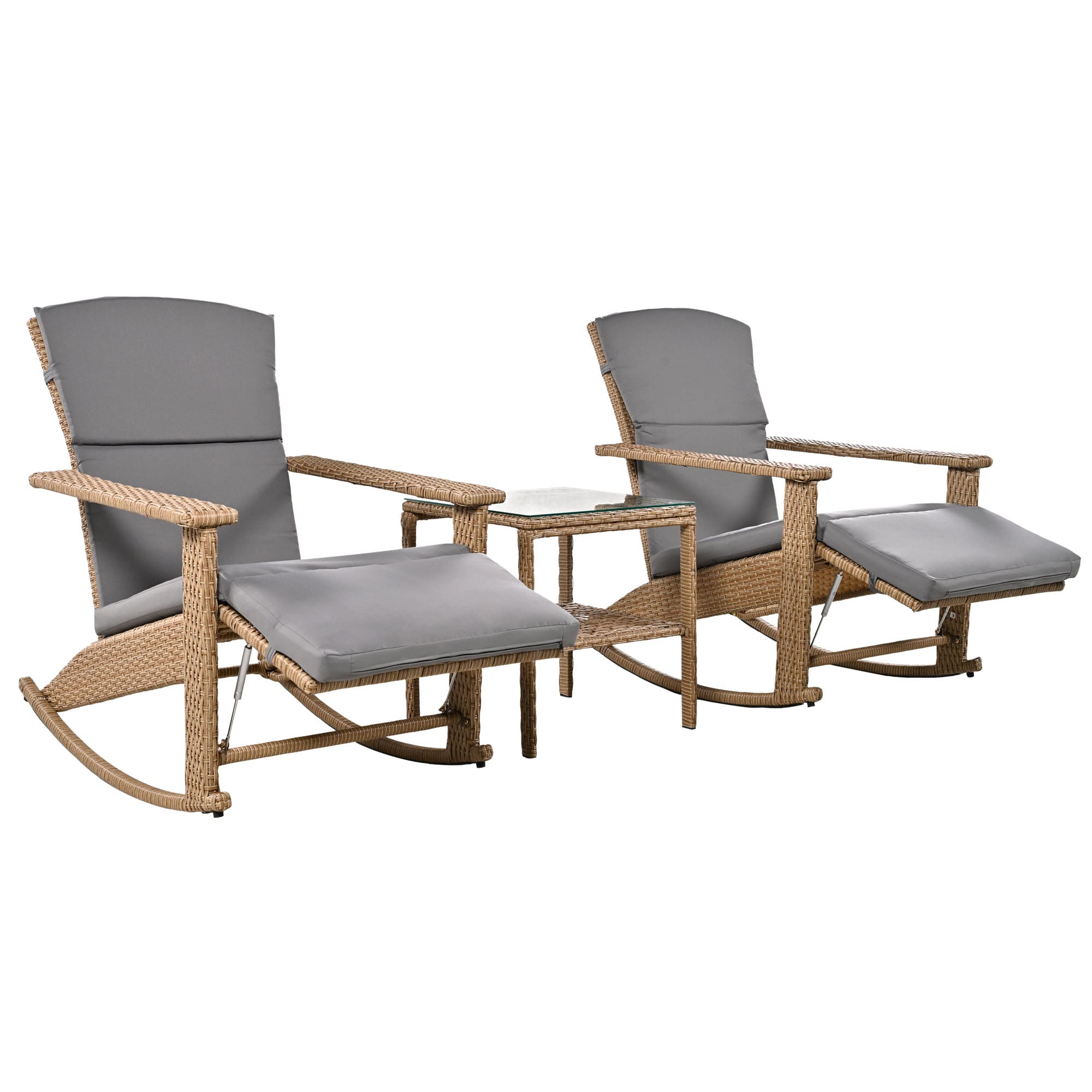Bayfeve BFUS-817E-PCS 3 -Piece Wicker Patio Conversation Set with Gray Cushions