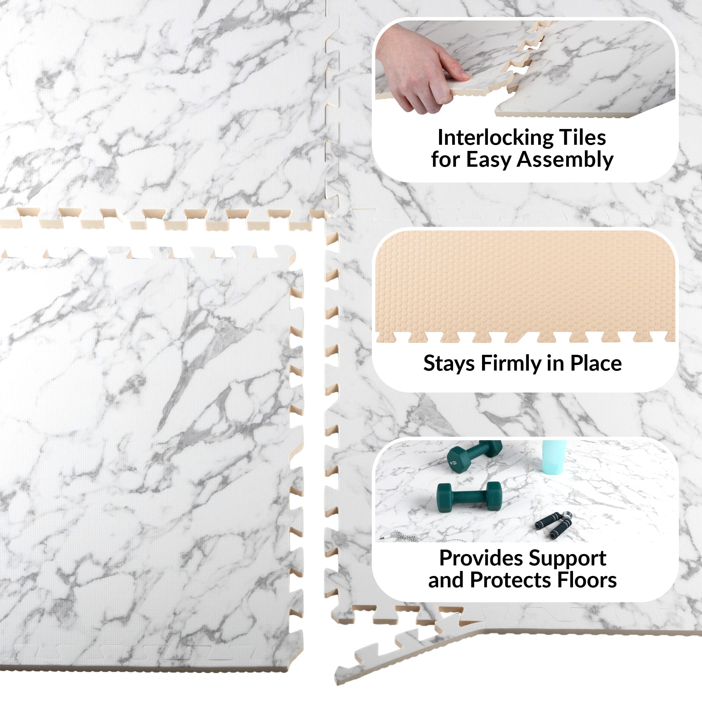 Stalwart Baby Play Mat Floor Tiles 2-ft x 2-ft Needle punch Polyester ...