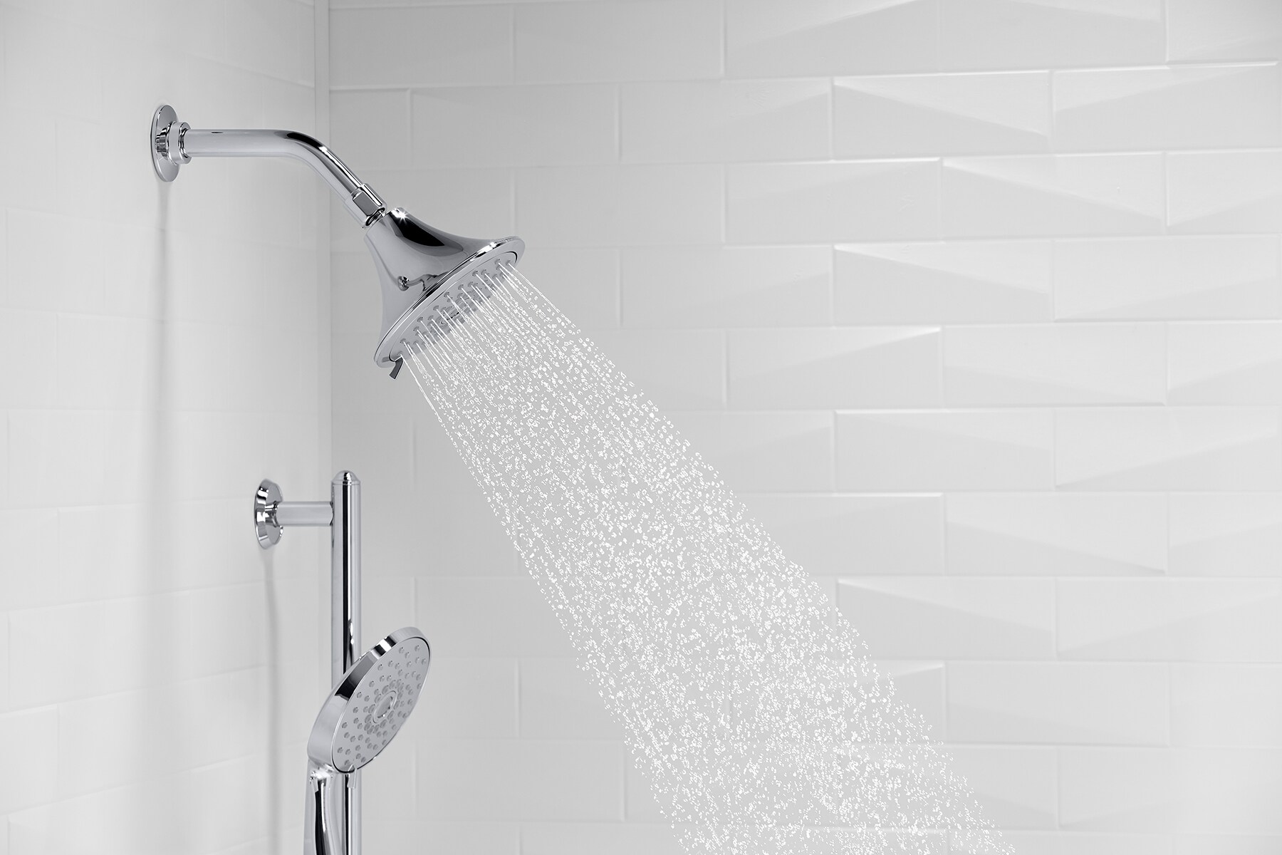 Polished Chrome Multi-Function Wall Mounted Showerhead