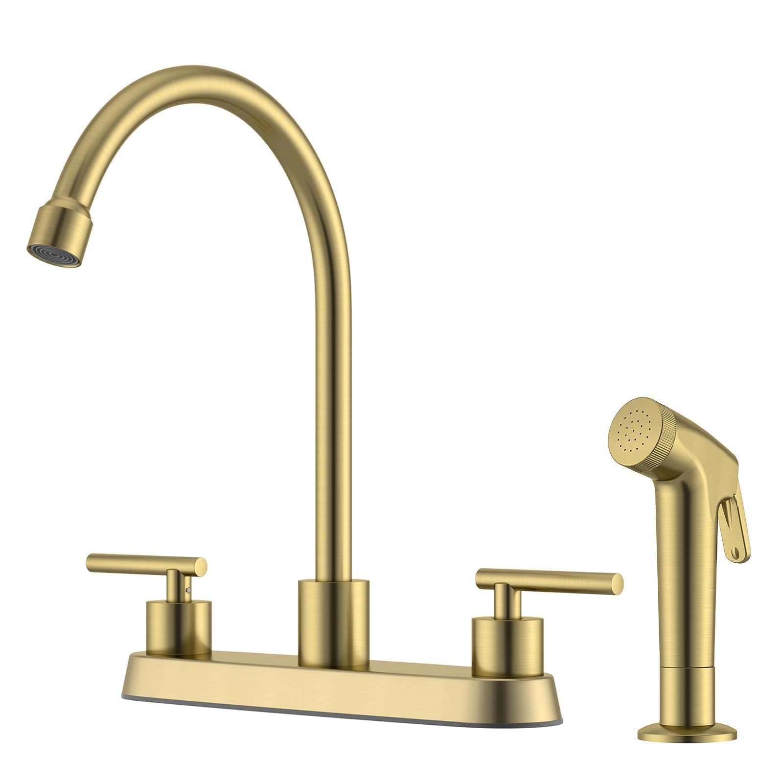 LILILIAN FMY  Gold Kitchen Faucet with Side Sprayer Two Handle High Arch Stainless Steel for RV Laundry Utility Bar 8 in 4 Hole Installation
