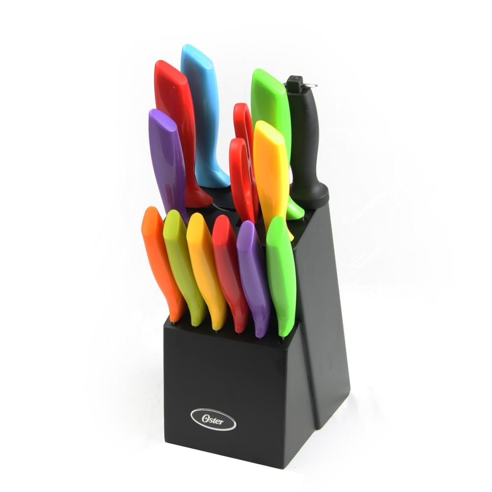 Oster 14 Piece Stainless Steel Cutlery Knife Set with Wood Block - Assorted  Colors, Stain and Rust Resistant, Ideal for Everyday Use in the Cutlery  department at