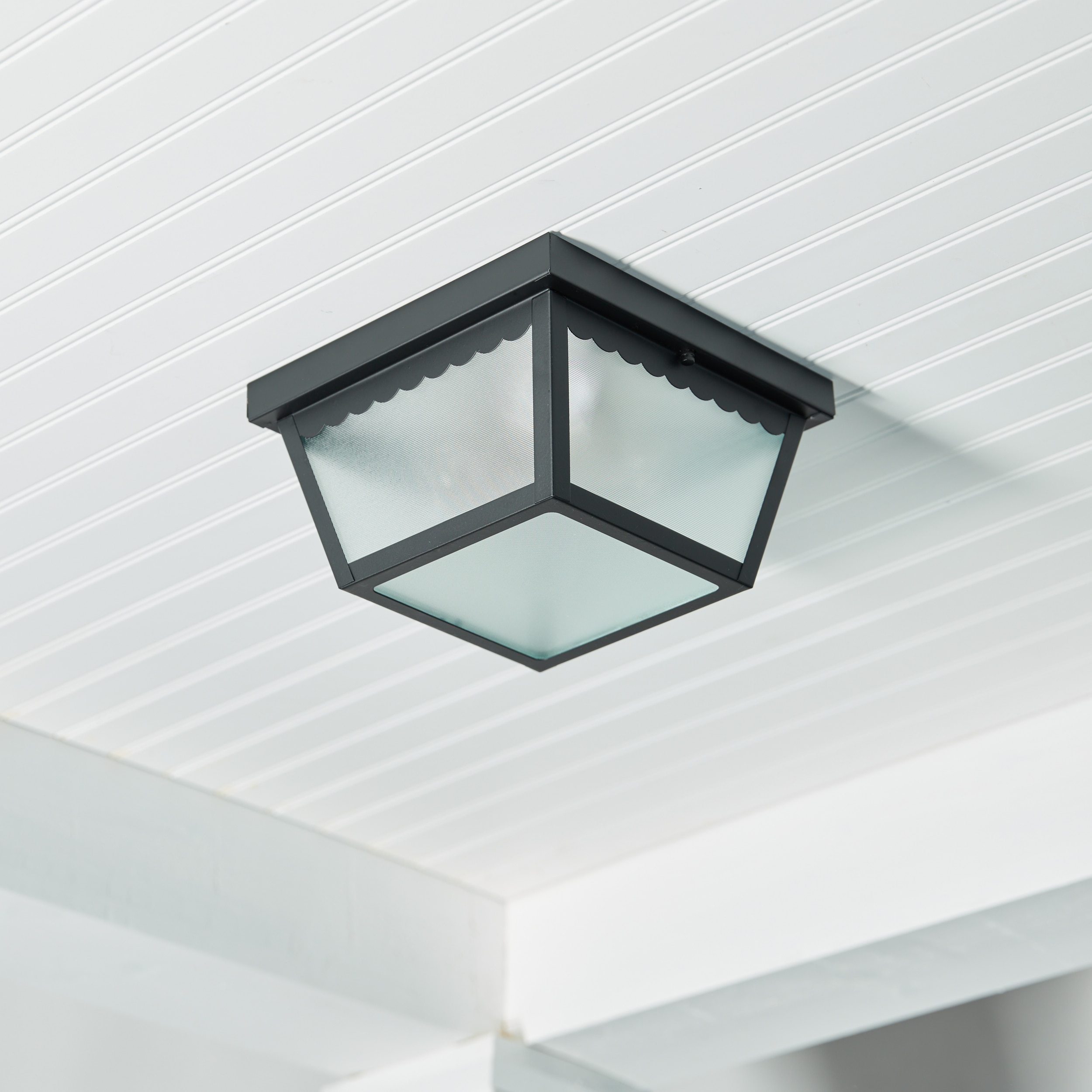 Maxim Black Frosted Glass 2-Light Outdoor Ceiling Mount